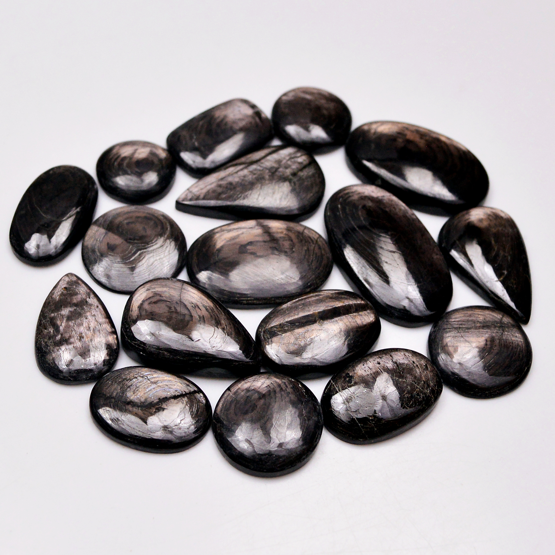 17 Pcs 185 Cts Natural Hypersthene Gemstone Cabochon Lot 27X15 12X12mm 18927