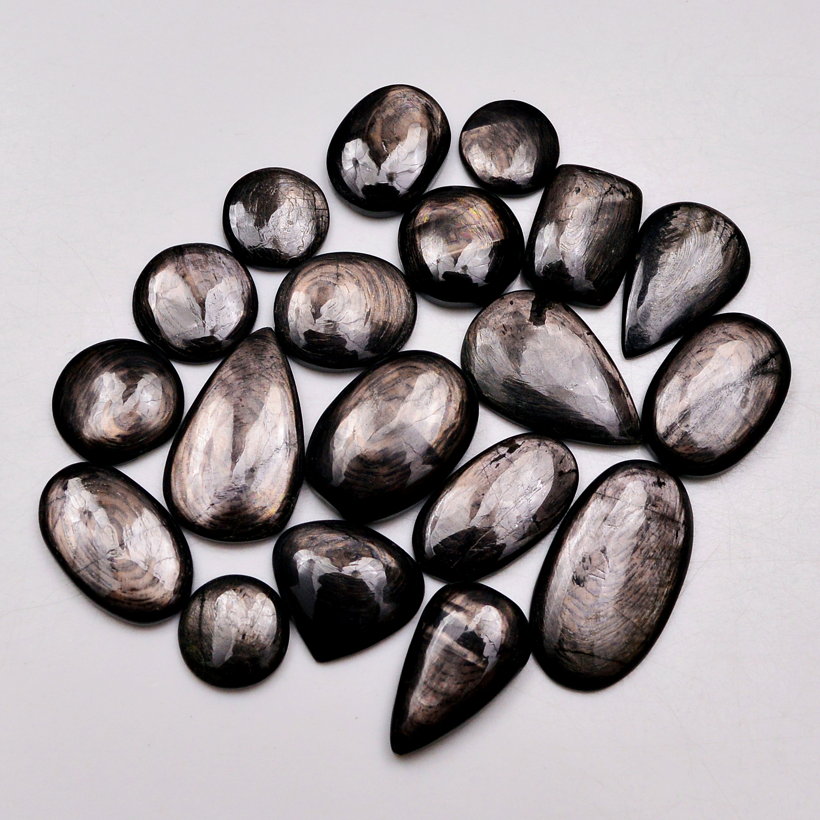 19 Pcs 213 Cts Natural Hypersthene Gemstone Cabochon Lot 25X15 12X12mm 18929