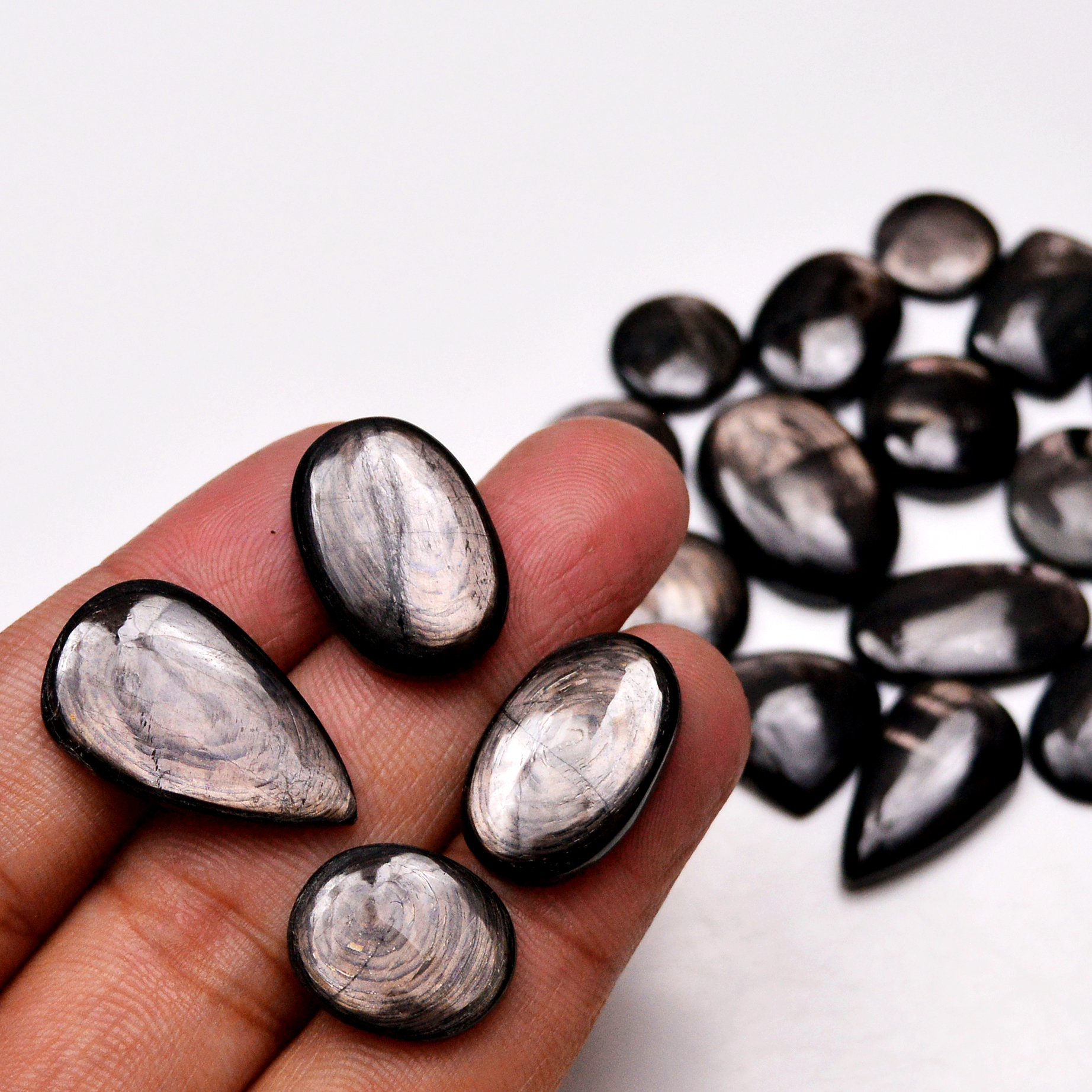 19 Pcs 213 Cts Natural Hypersthene Gemstone Cabochon Lot 25X15 12X12mm 18929
