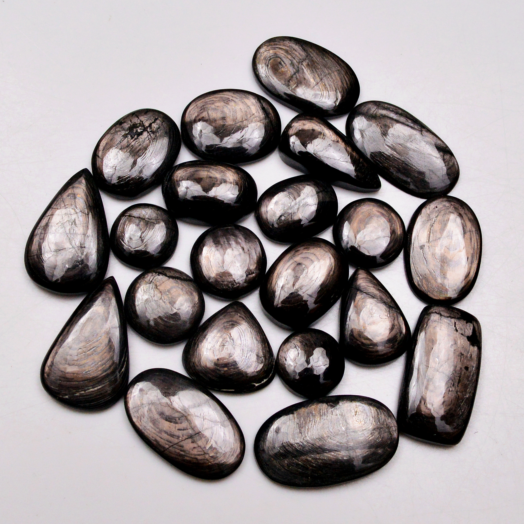 21 Pcs 253 Cts Natural Hypersthene Gemstone Cabochon Lot 25X15 12X12mm 18930