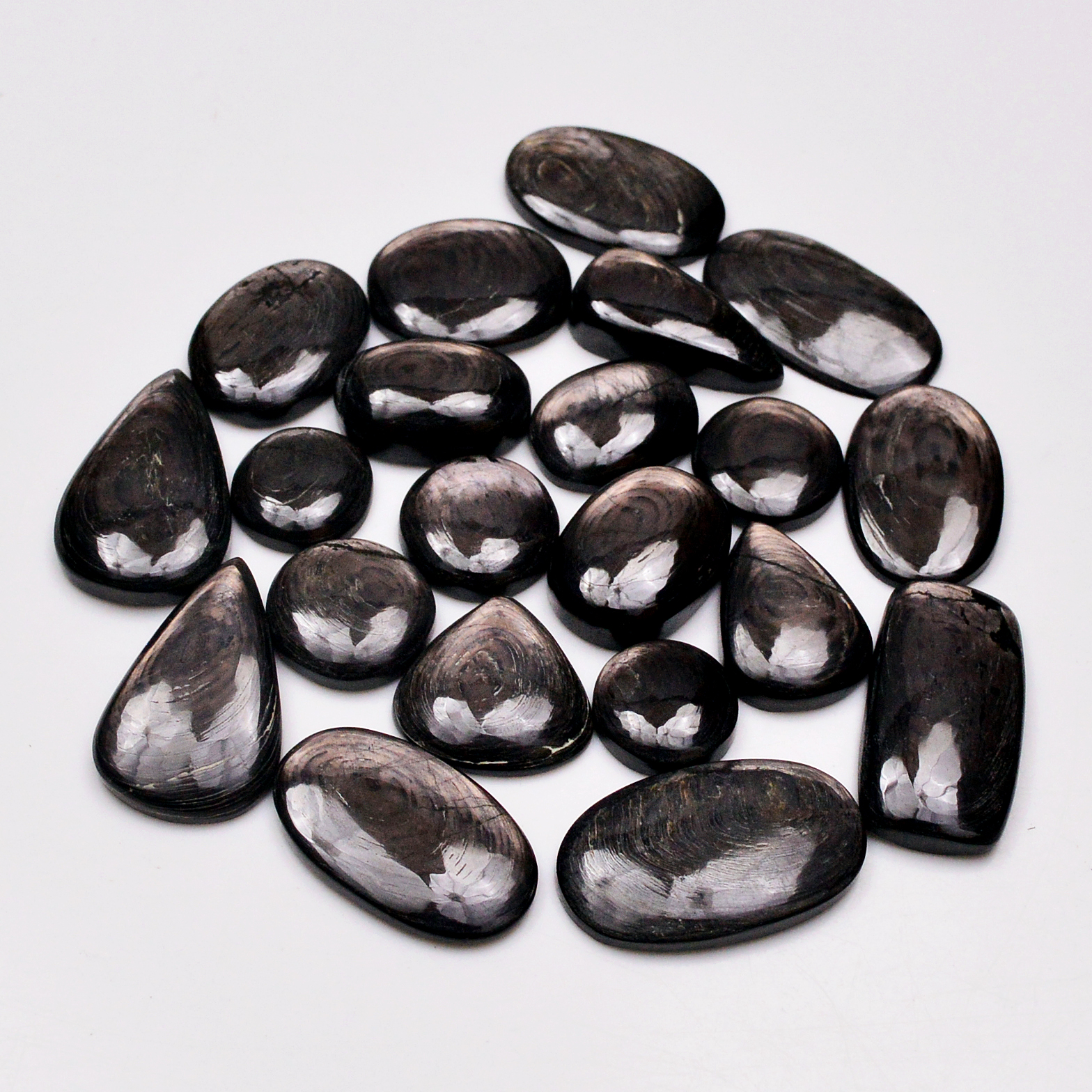21 Pcs 253 Cts Natural Hypersthene Gemstone Cabochon Lot 25X15 12X12mm 18930