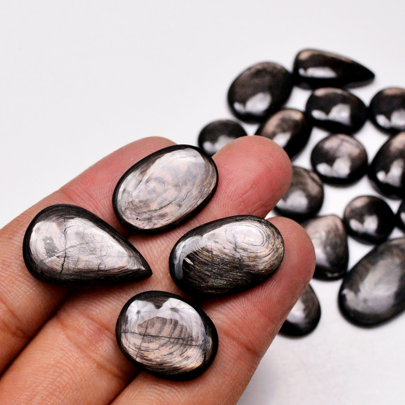 21 Pcs 253 Cts Natural Hypersthene Gemstone Cabochon Lot 25X15 12X12mm 18930