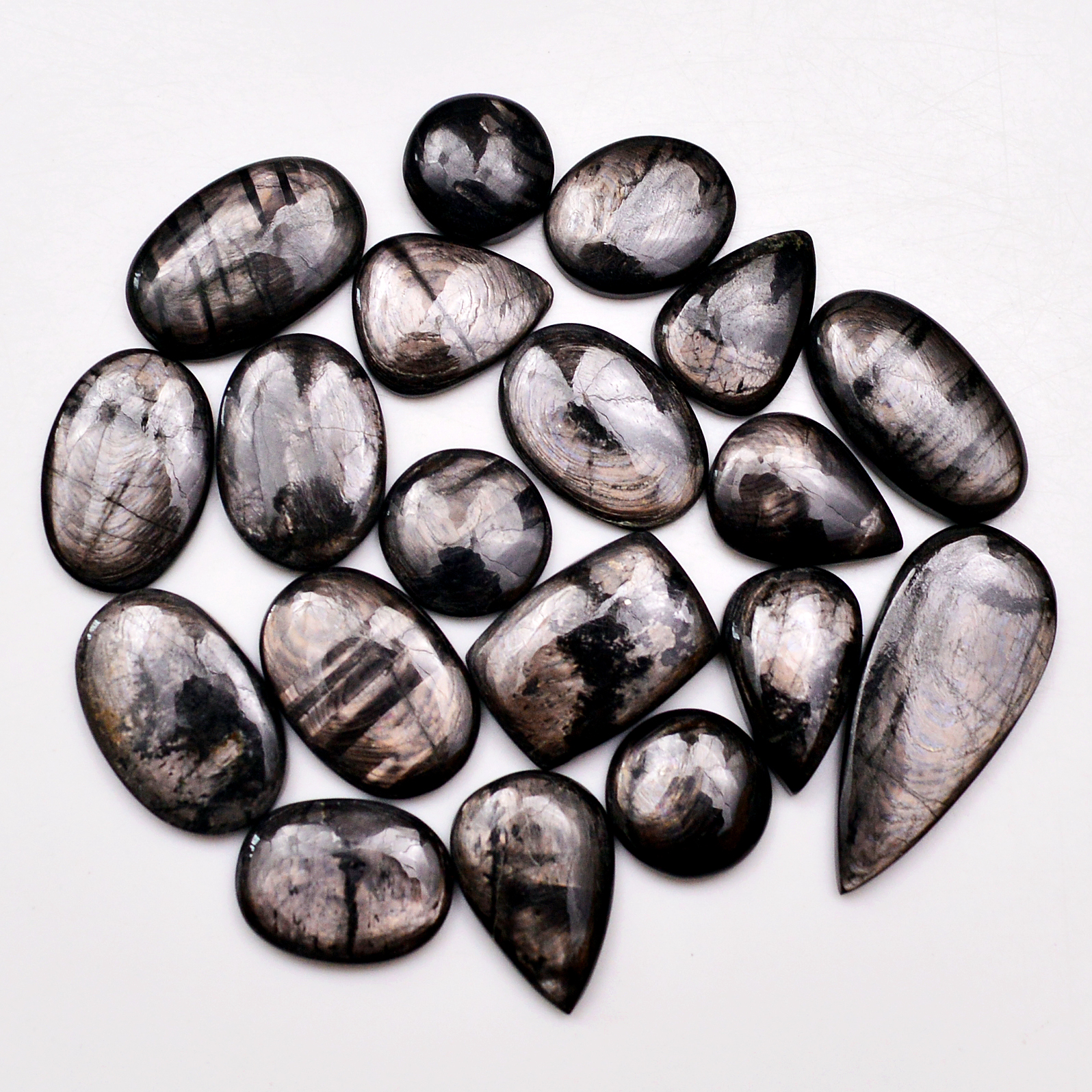 19 Pcs 224 Cts Natural Hypersthene Gemstone Cabochon Lot 34X15 13X13mm 18931