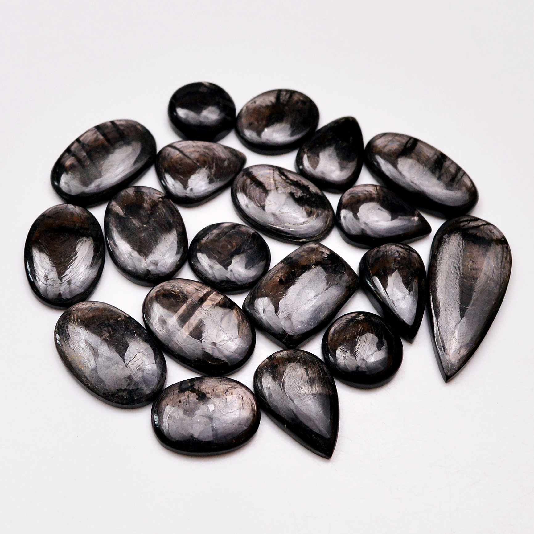 19 Pcs 224 Cts Natural Hypersthene Gemstone Cabochon Lot 34X15 13X13mm 18931