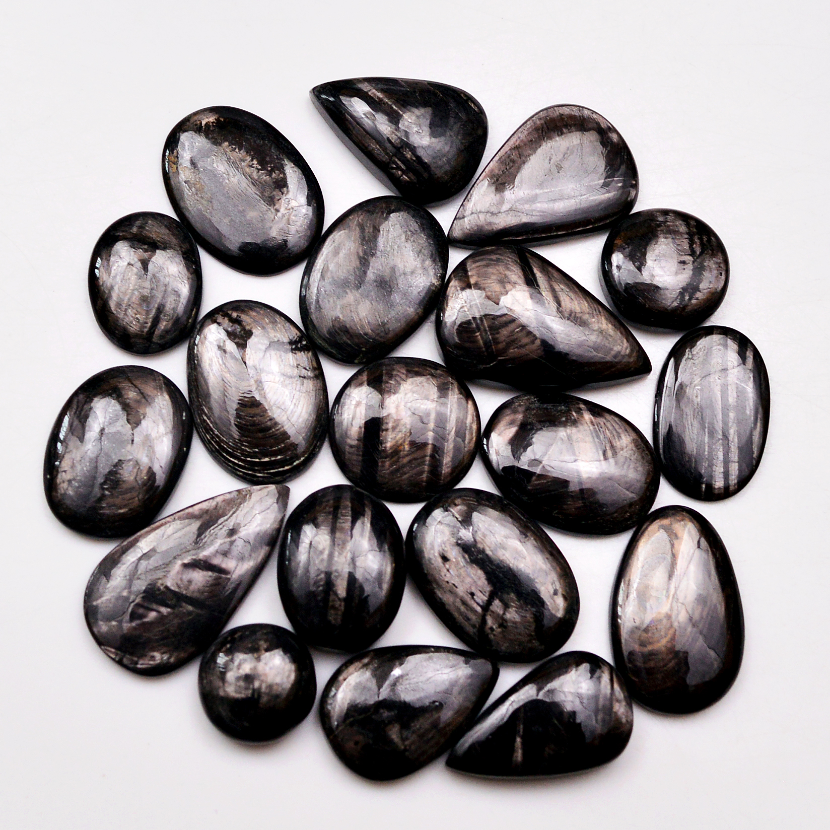 19 Pcs 217 Cts Natural Hypersthene Gemstone Cabochon Lot 25X14 12X12mm 18932