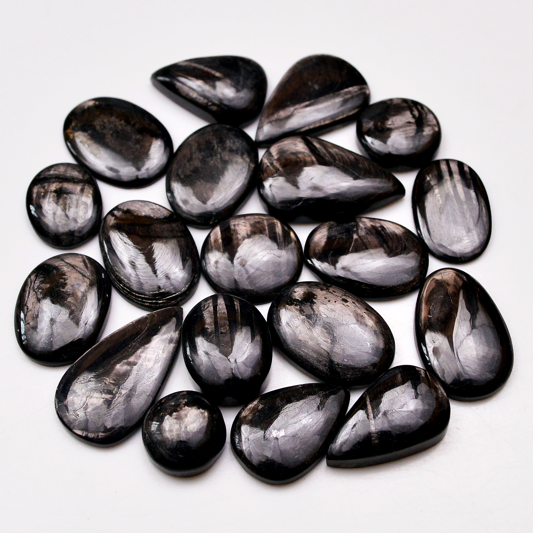 19 Pcs 217 Cts Natural Hypersthene Gemstone Cabochon Lot 25X14 12X12mm 18932