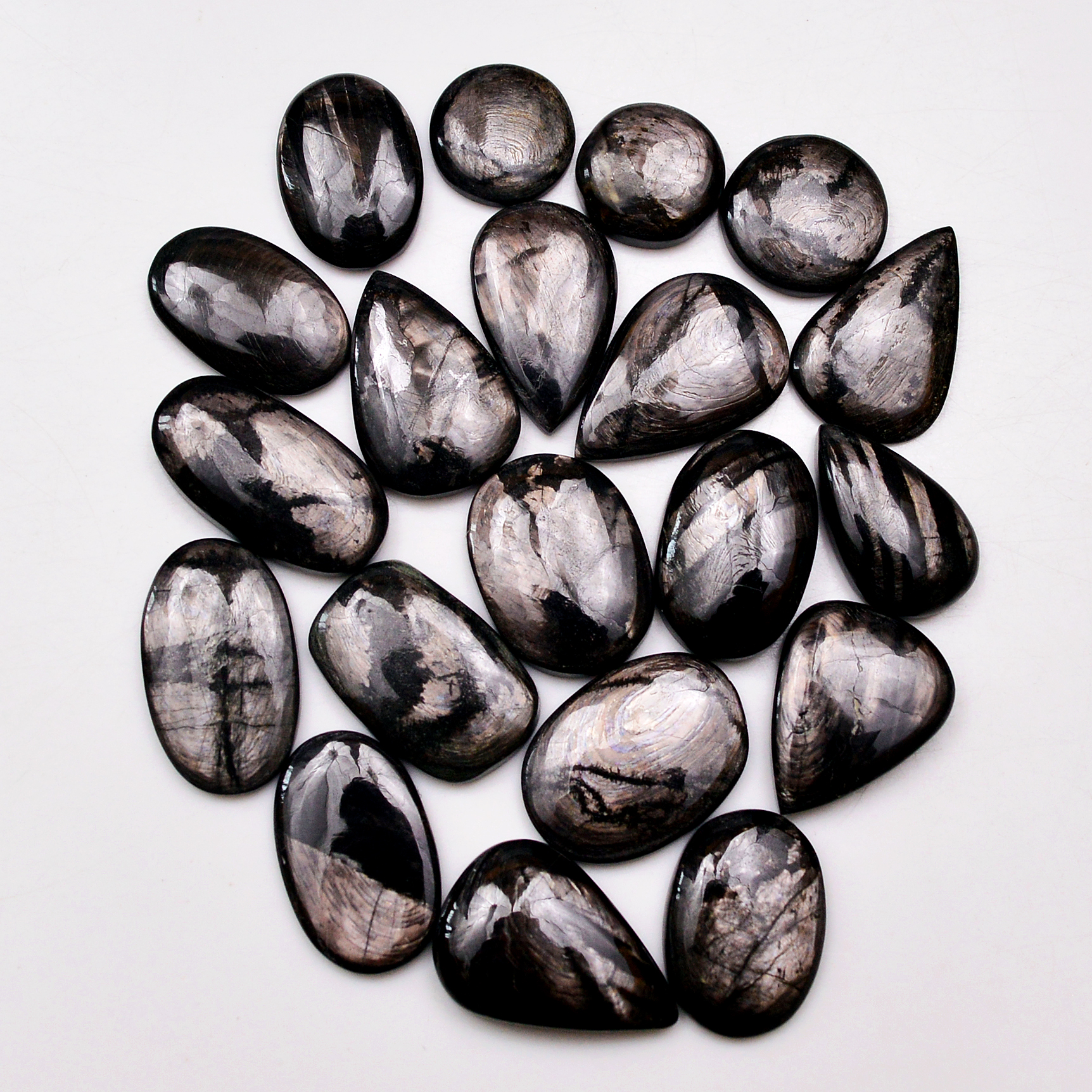 20 Pcs 234 Cts Natural Hypersthene Gemstone Cabochon Lot 23X12 13X13mm 18933