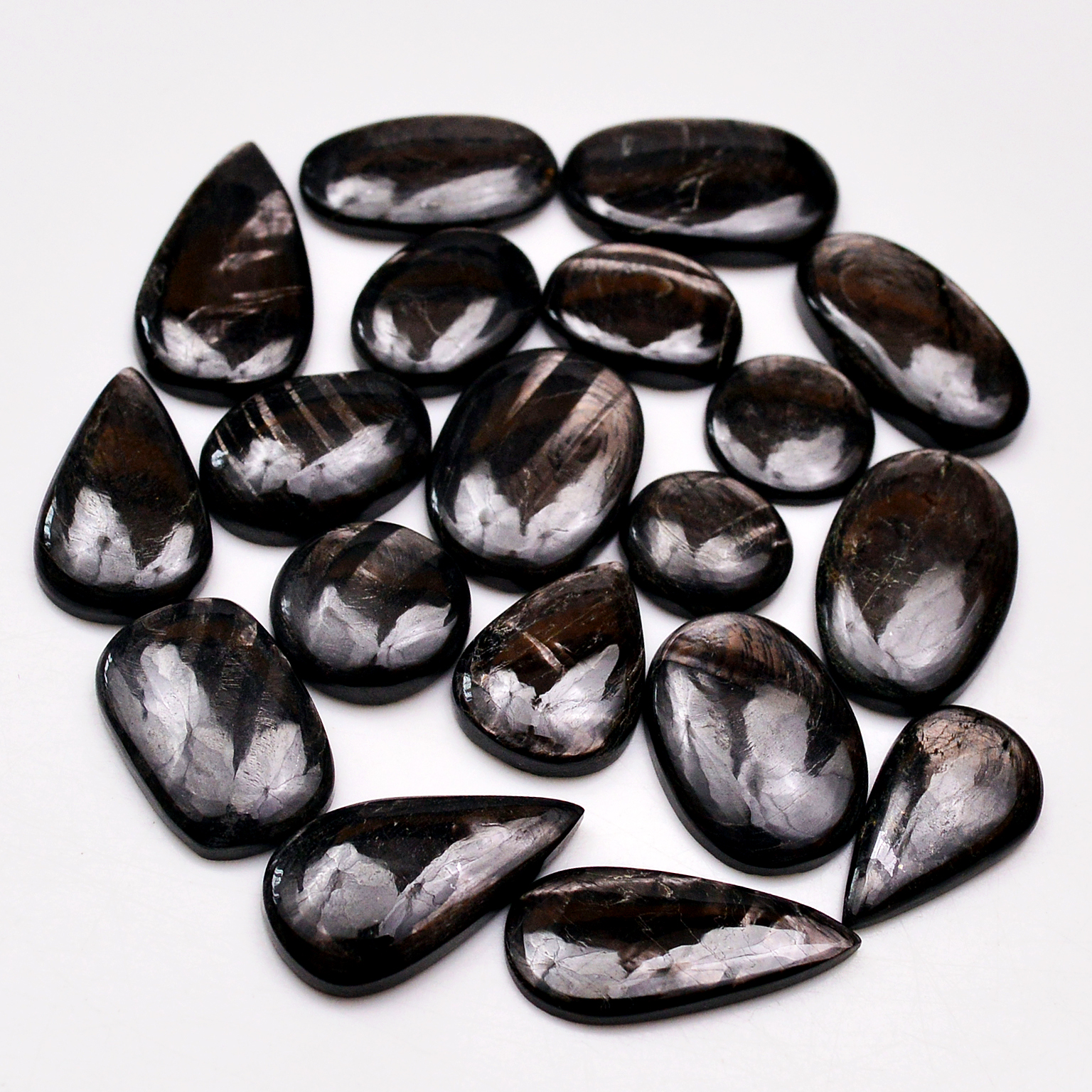 19 Pcs 227 Cts Natural Hypersthene Gemstone Cabochon Lot 28X15 12X12mm 18935