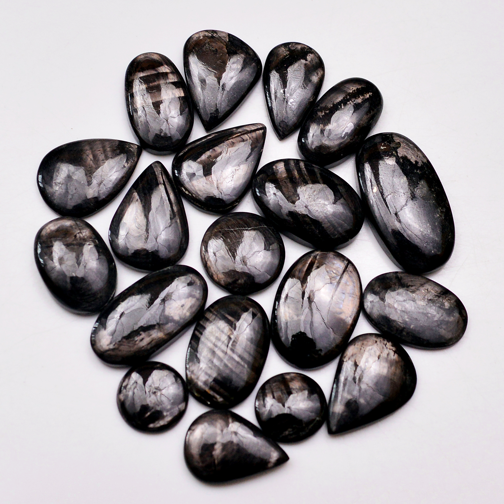 21 Pcs 263 Cts Natural Hypersthene Gemstone Cabochon Lot 26X14  13X13mm 18936