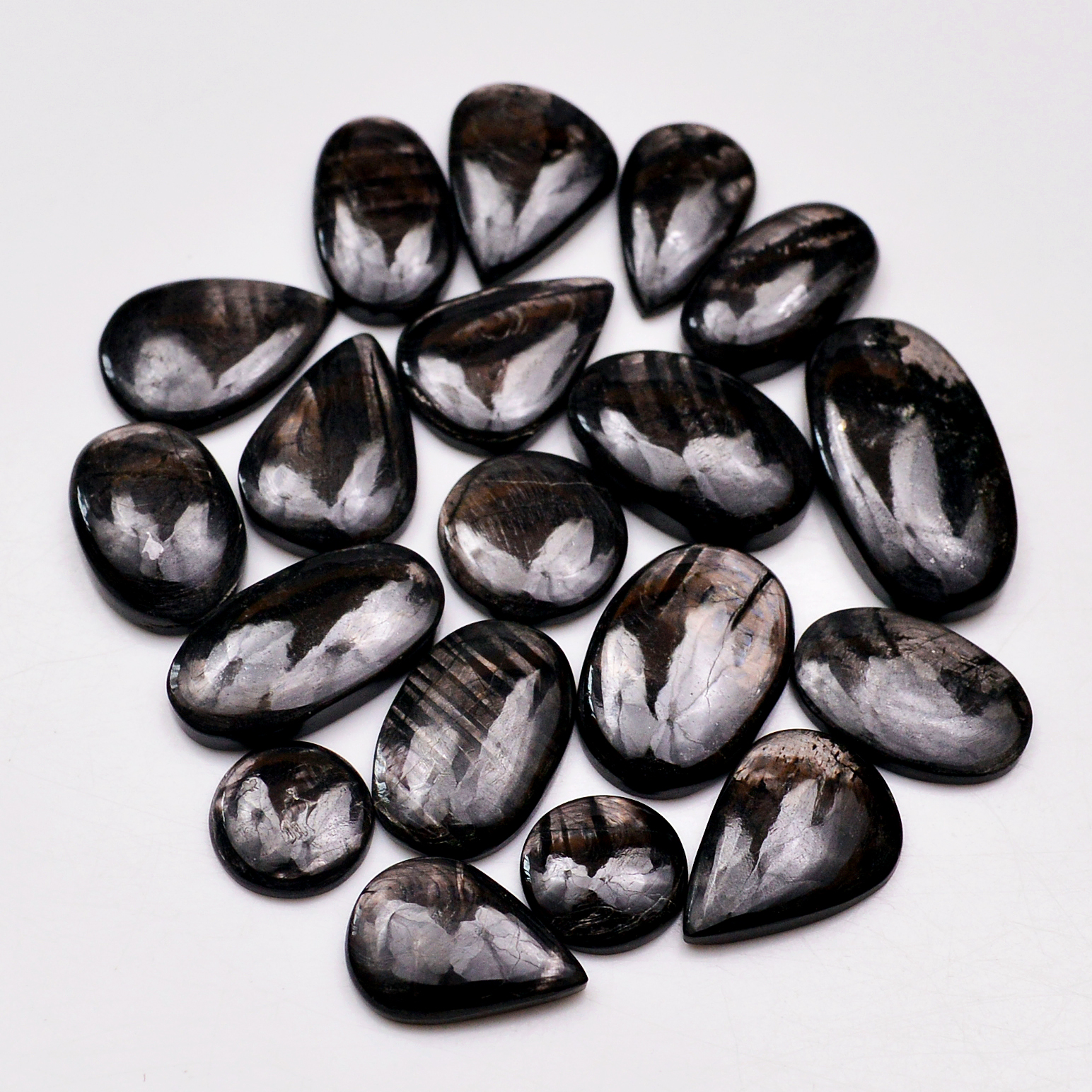 21 Pcs 263 Cts Natural Hypersthene Gemstone Cabochon Lot 26X14 13X13mm 18936