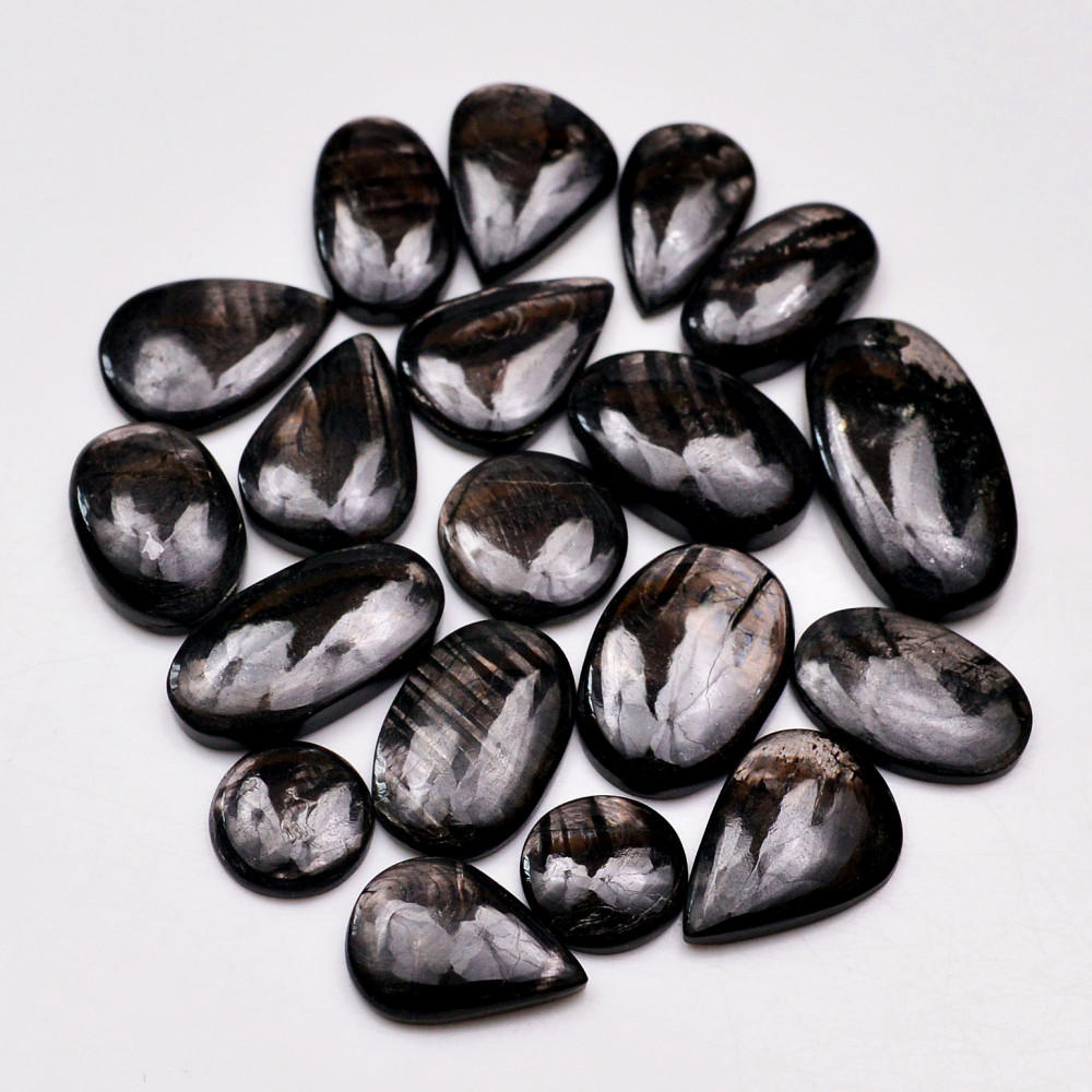 Image of 21 Pcs 263 Cts Natural Hypersthene Gemstone Cabochon Lot 26X14  13X13mm #18936