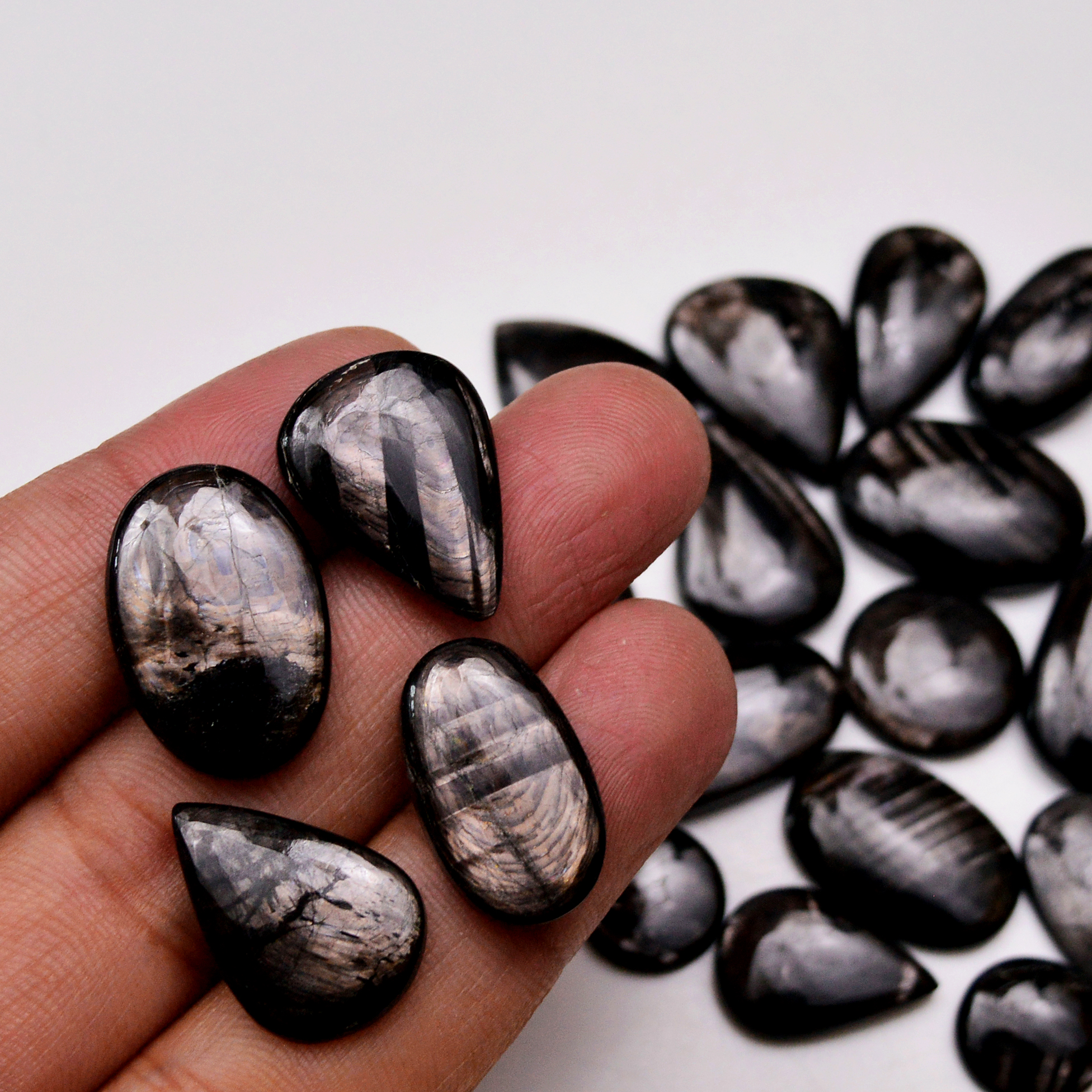 21 Pcs 263 Cts Natural Hypersthene Gemstone Cabochon Lot 26X14 13X13mm 18936