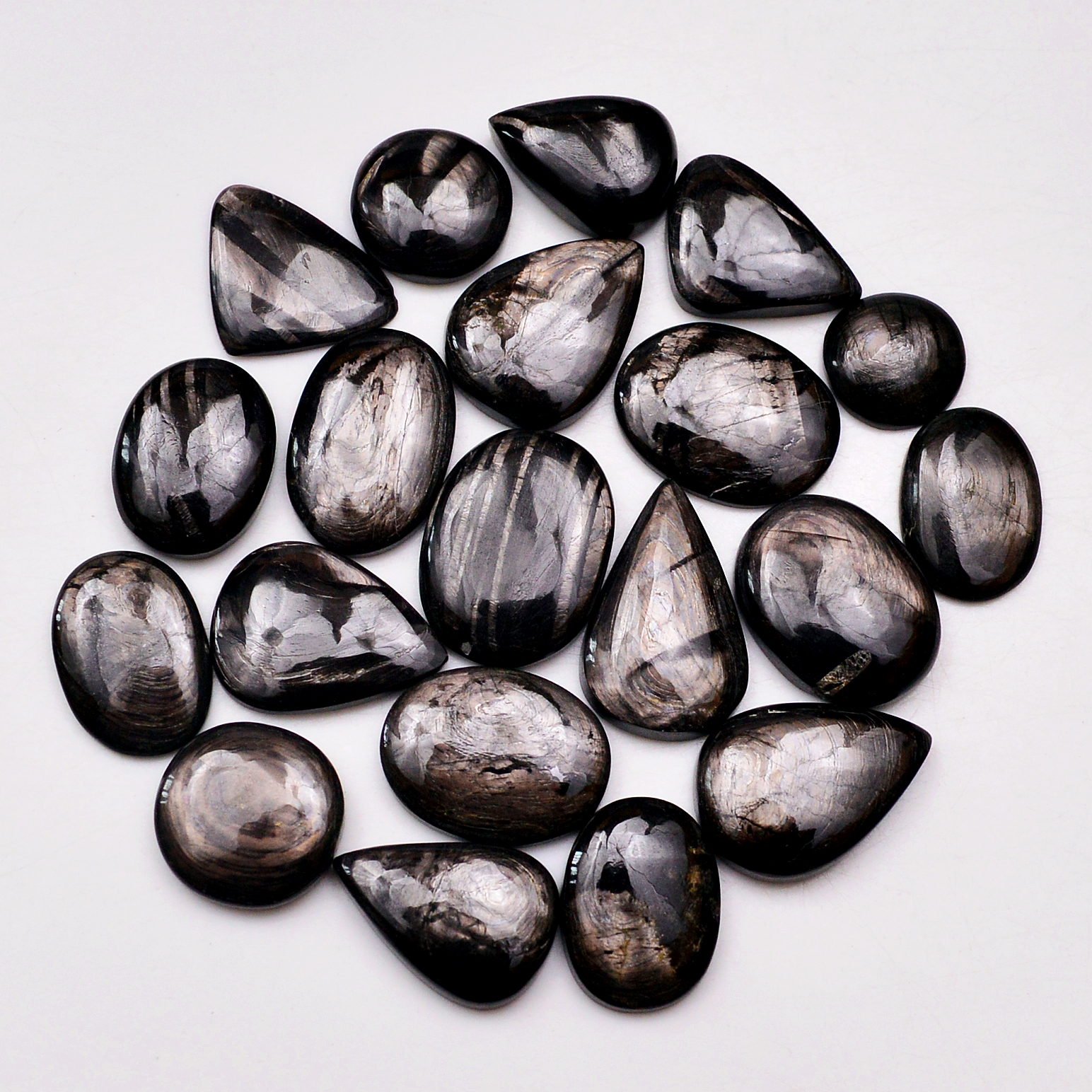 20 Pcs 212 Cts Natural Hypersthene Gemstone Cabochon Lot 22X13 12X12mm 18938