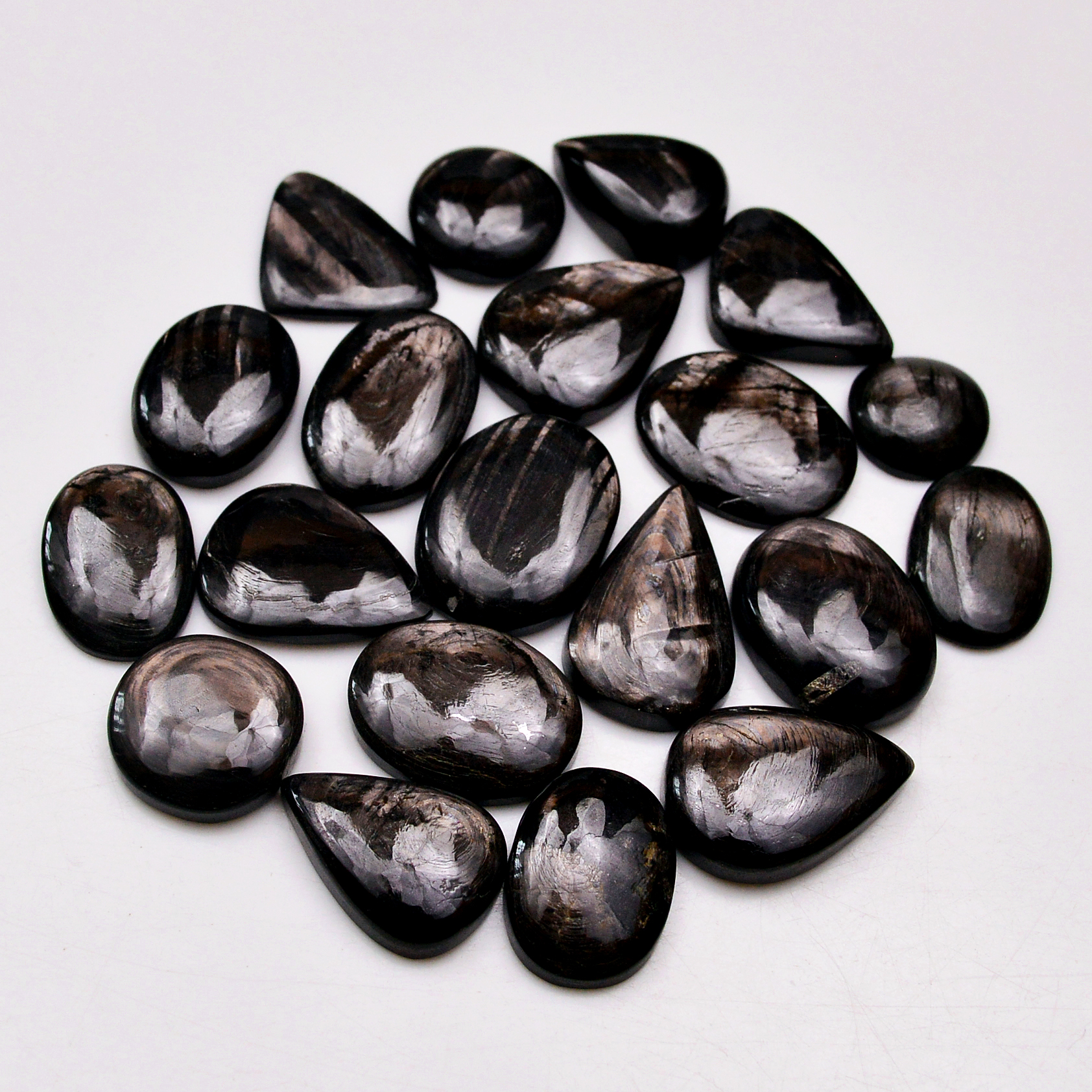 20 Pcs 212 Cts Natural Hypersthene Gemstone Cabochon Lot 22X13 12X12mm 18938