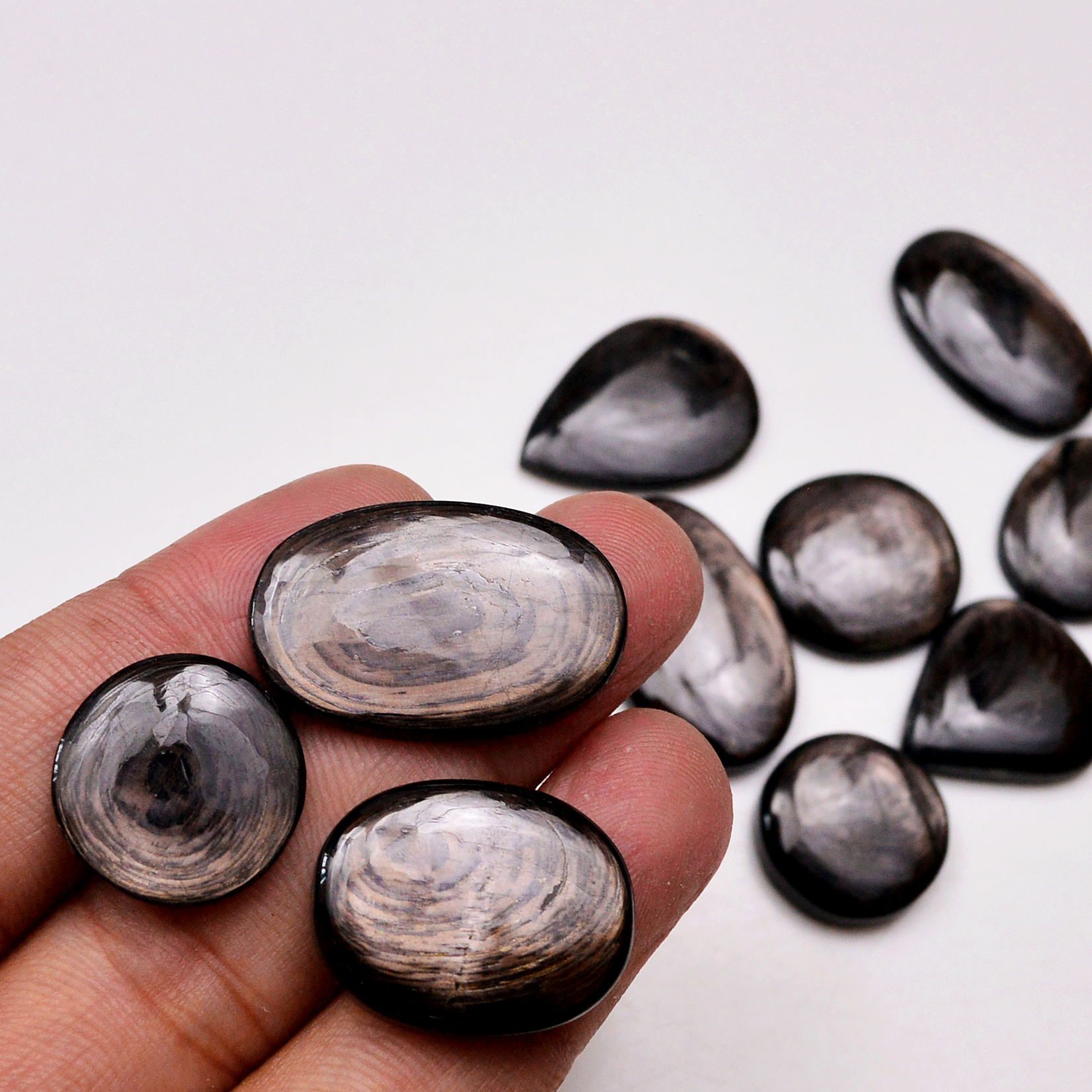 11 Pcs 214 Cts Natural Hypersthene Gemstone Cabochon Lot 28X18 18X18mm 18939