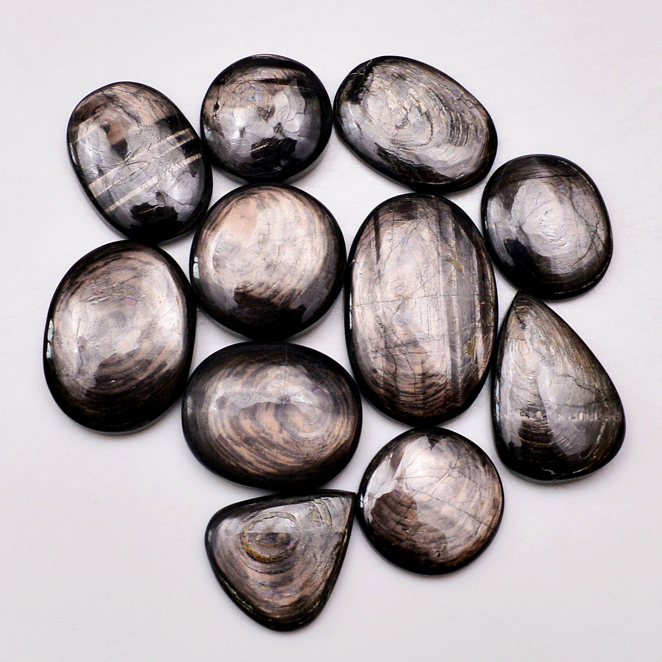 11 Pcs 203 Cts Natural Hypersthene Gemstone Cabochon Lot 29X19 17X17mm 18945