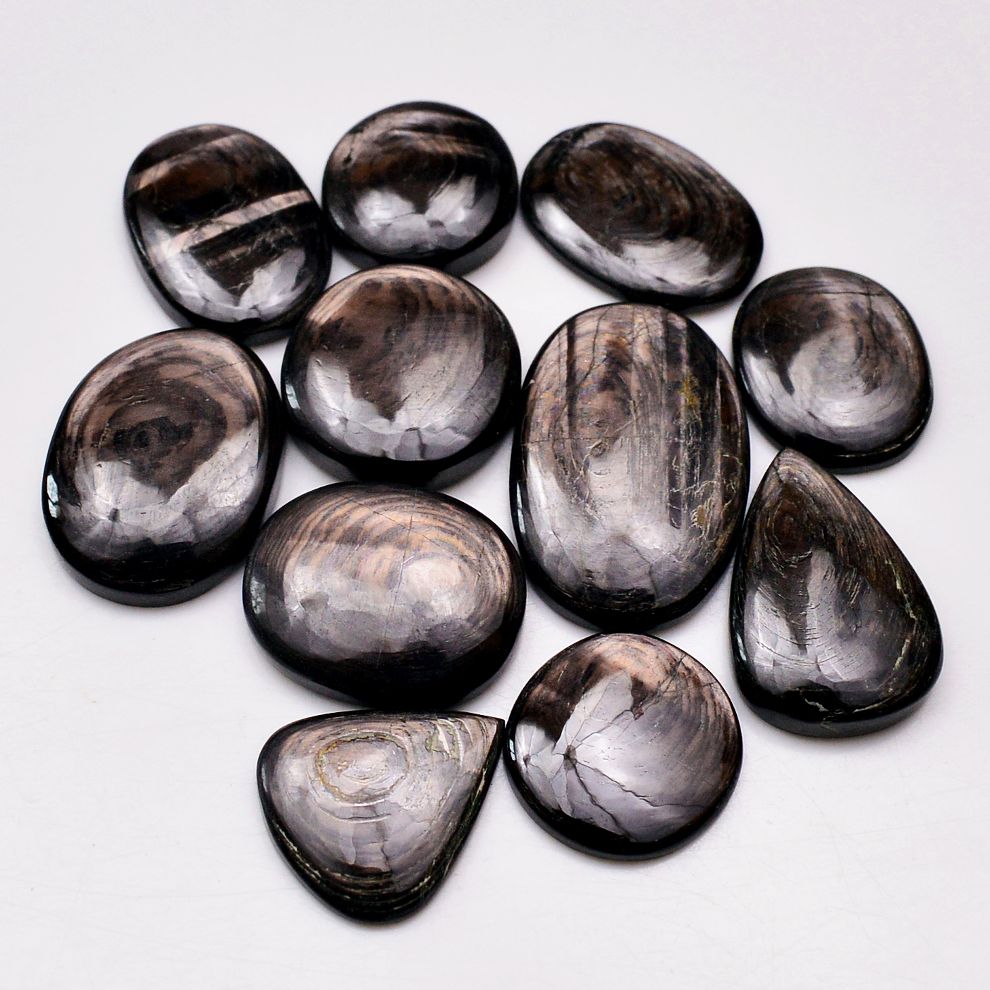 11 Pcs 203 Cts Natural Hypersthene Gemstone Cabochon Lot 29X19 17X17mm 18945