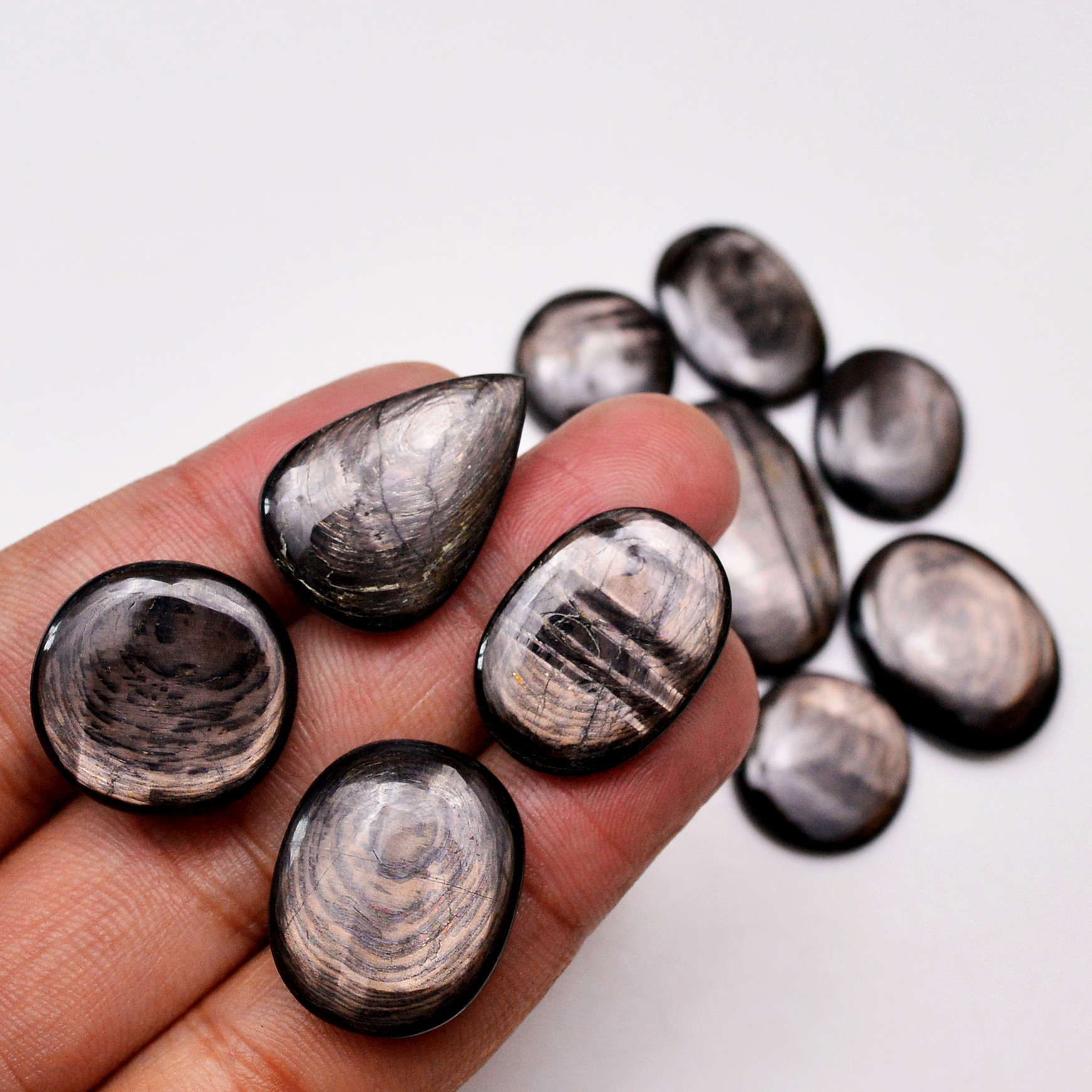 11 Pcs 203 Cts Natural Hypersthene Gemstone Cabochon Lot 29X19 17X17mm 18945