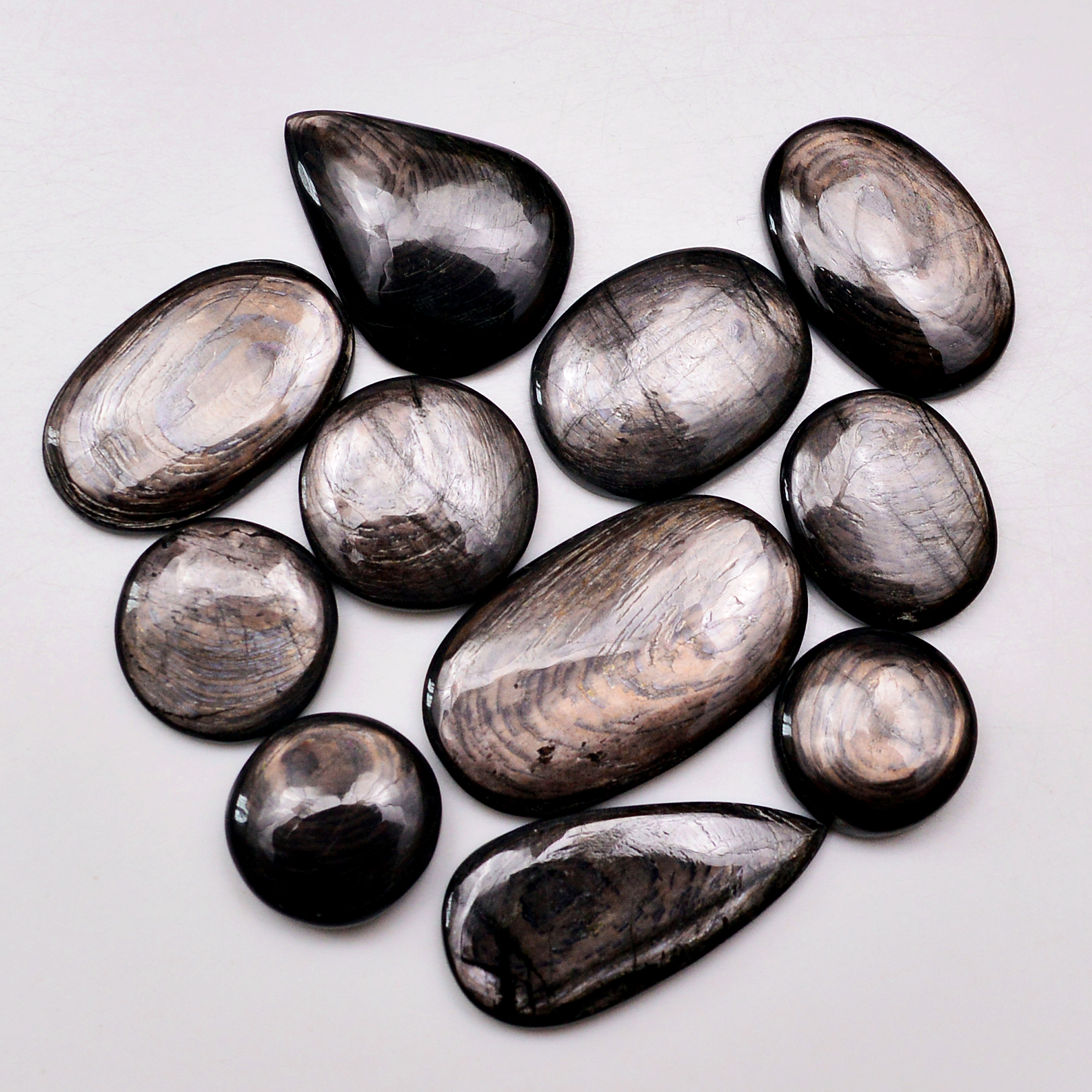 11 Pcs 205 Cts Natural Hypersthene Gemstone Cabochon Lot 32X20 16X16mm 18948