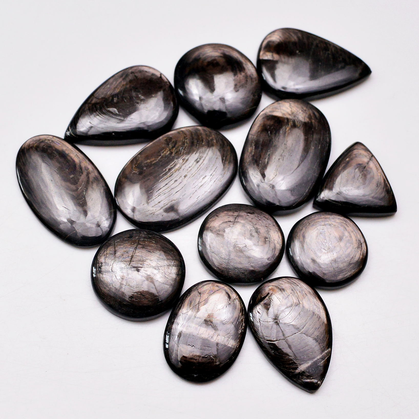 12 Pcs 240 Cts Natural Hypersthene Gemstone Cabochon Lot 29X17 17X17mm 18949