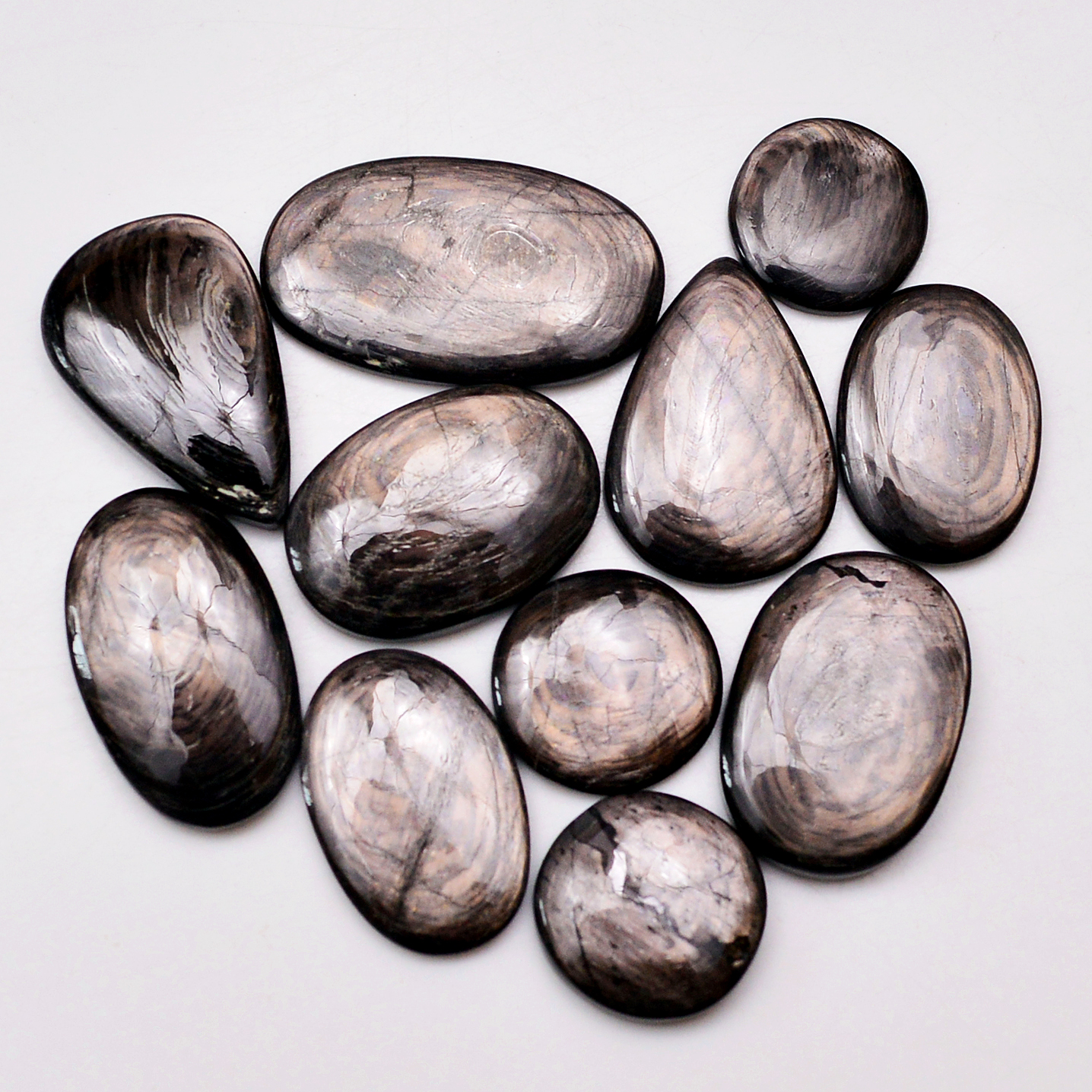 11 Pcs 235 Cts Natural Hypersthene Gemstone Cabochon Lot 33X19 16X16mm 18951