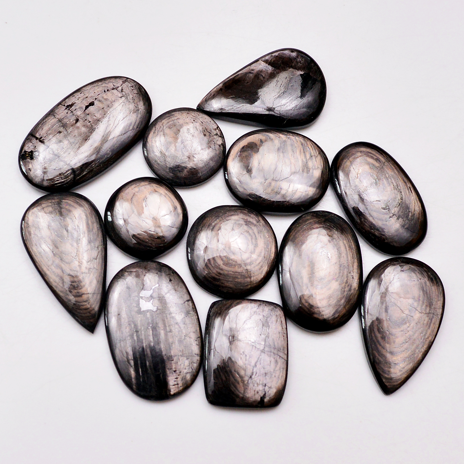 12 Pcs 288 Cts Natural Hypersthene Gemstone Cabochon Lot 33X18 18X18mm 18954