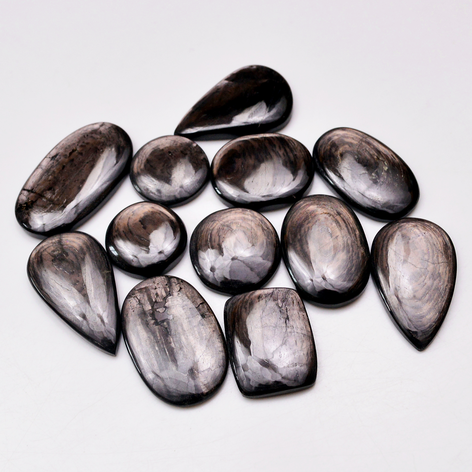 12 Pcs 288 Cts Natural Hypersthene Gemstone Cabochon Lot 33X18 18X18mm 18954