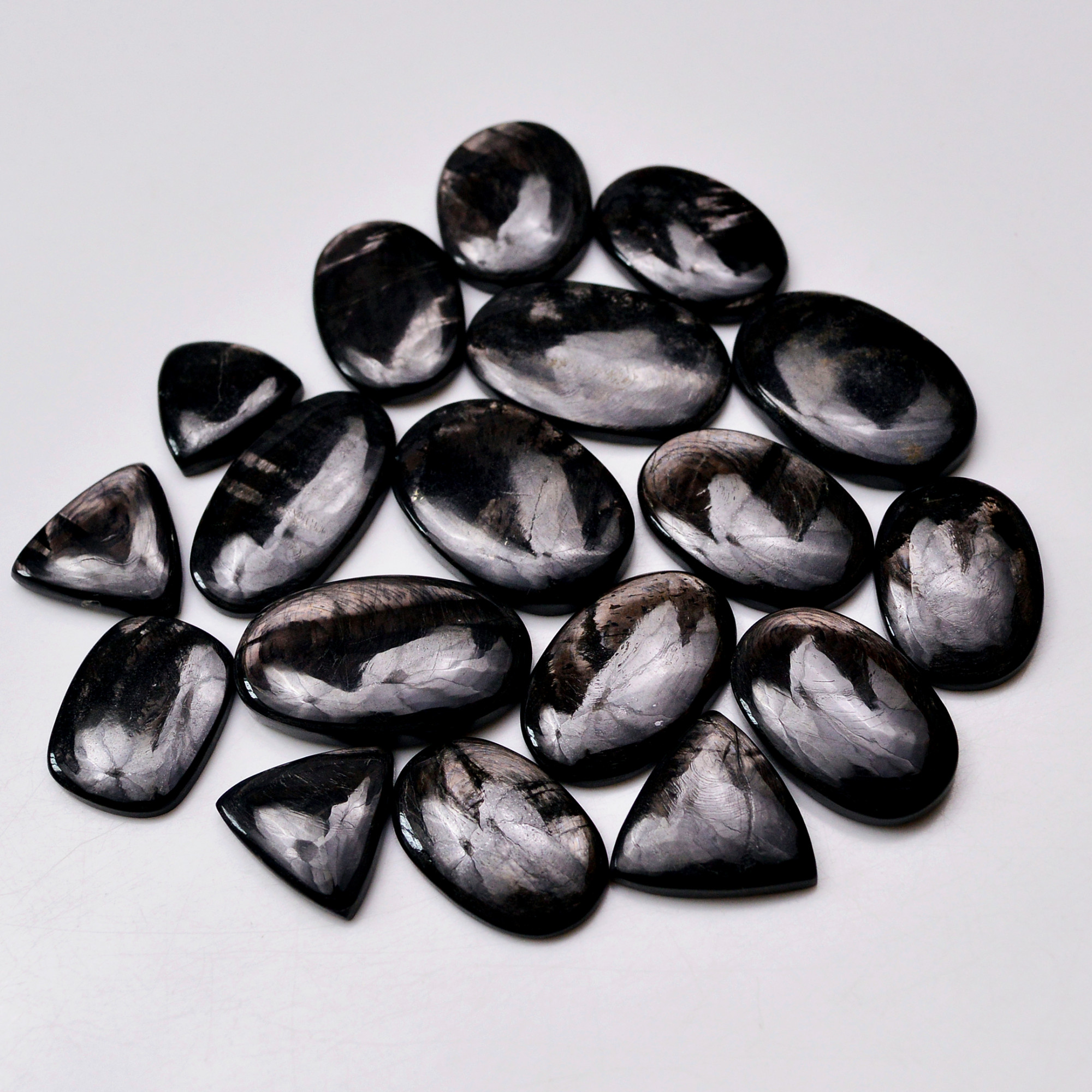 18 Pcs 380 Cts Natural Hypersthene Gemstone Cabochon Lot 30X18 16x16mm 18955