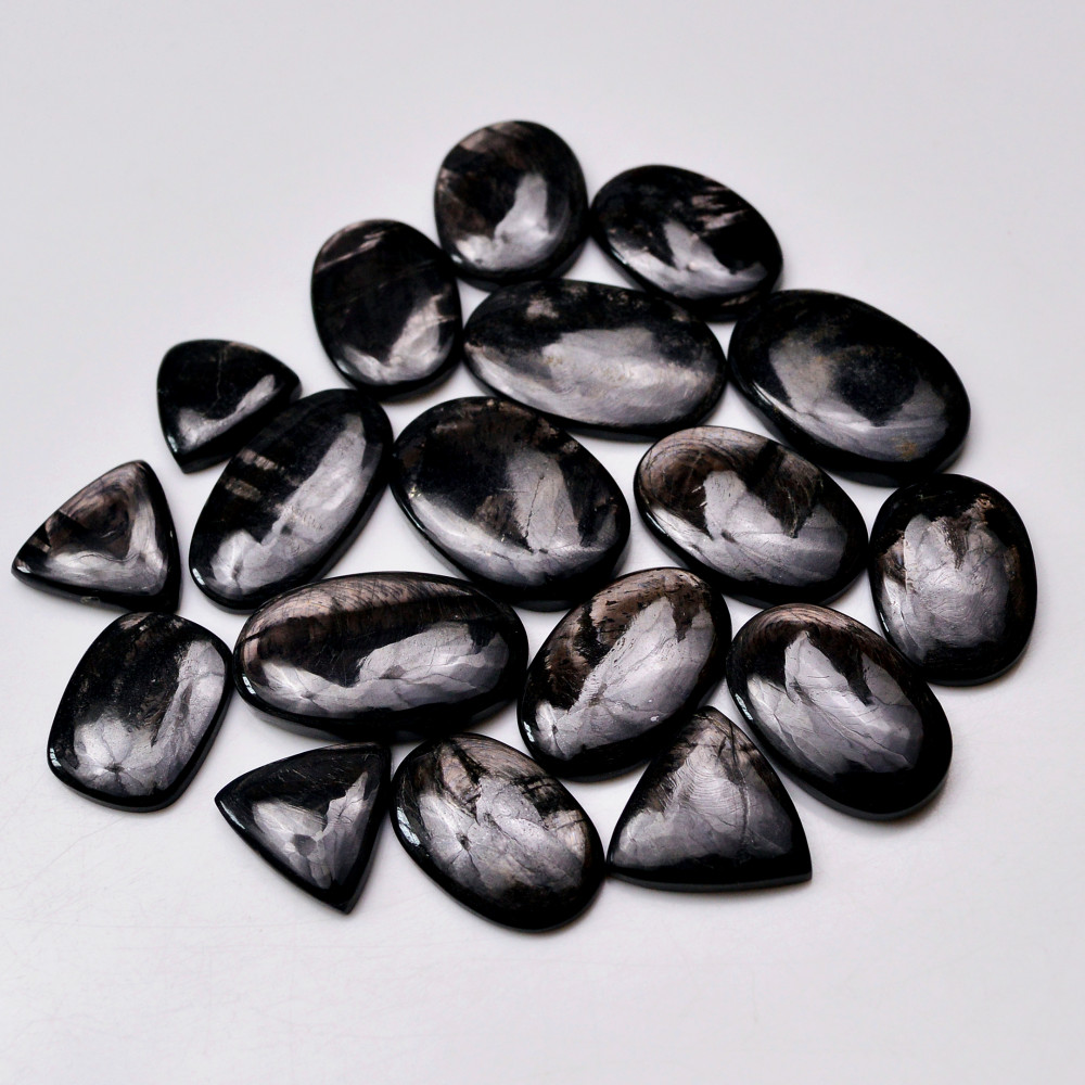 Image of 18 Pcs 380 Cts Natural Hypersthene Gemstone Cabochon Lot 30X18  16x16mm #18955