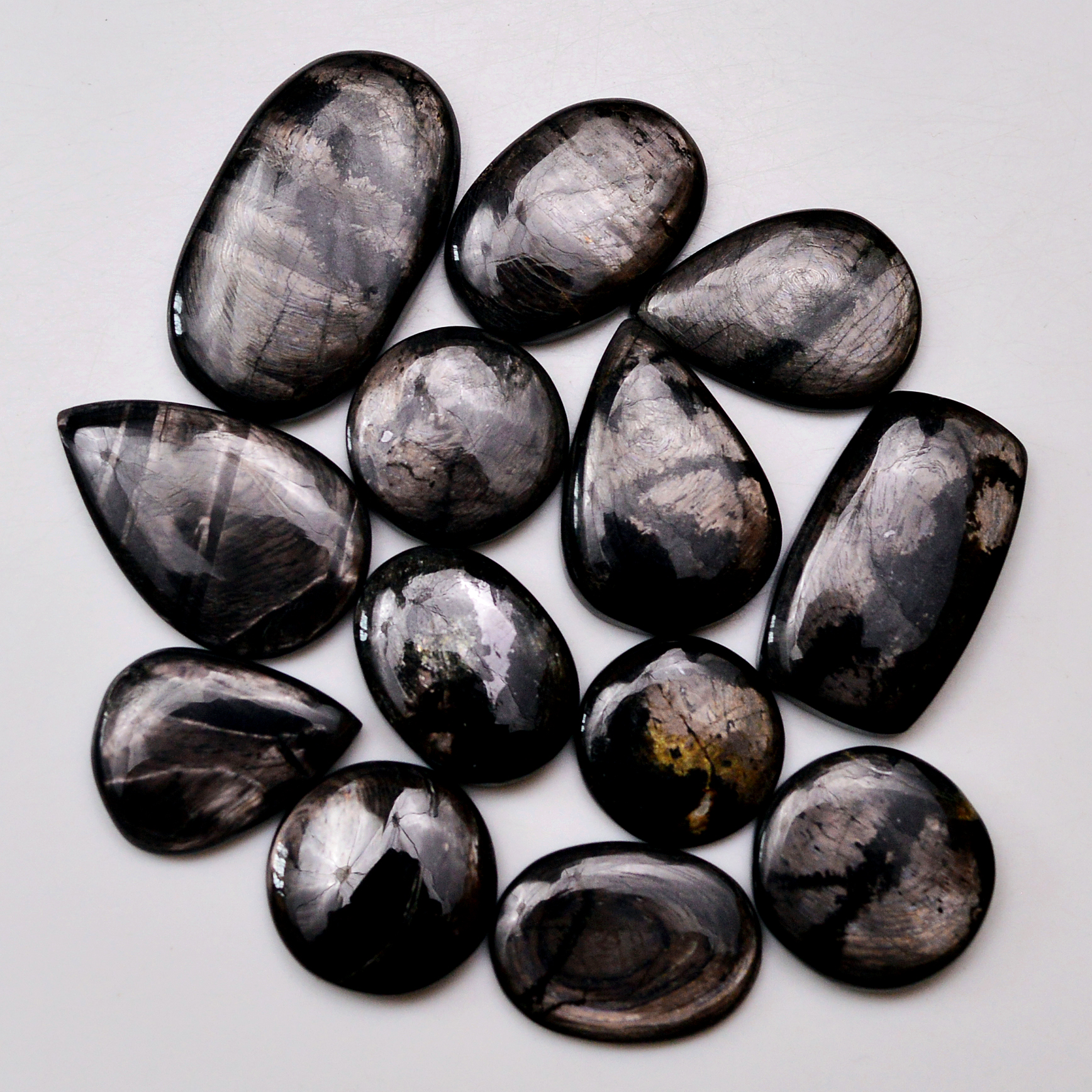 13 Pcs 260 Cts Natural Hypersthene Gemstone Cabochon Lot 34x19 17x17mm 18957