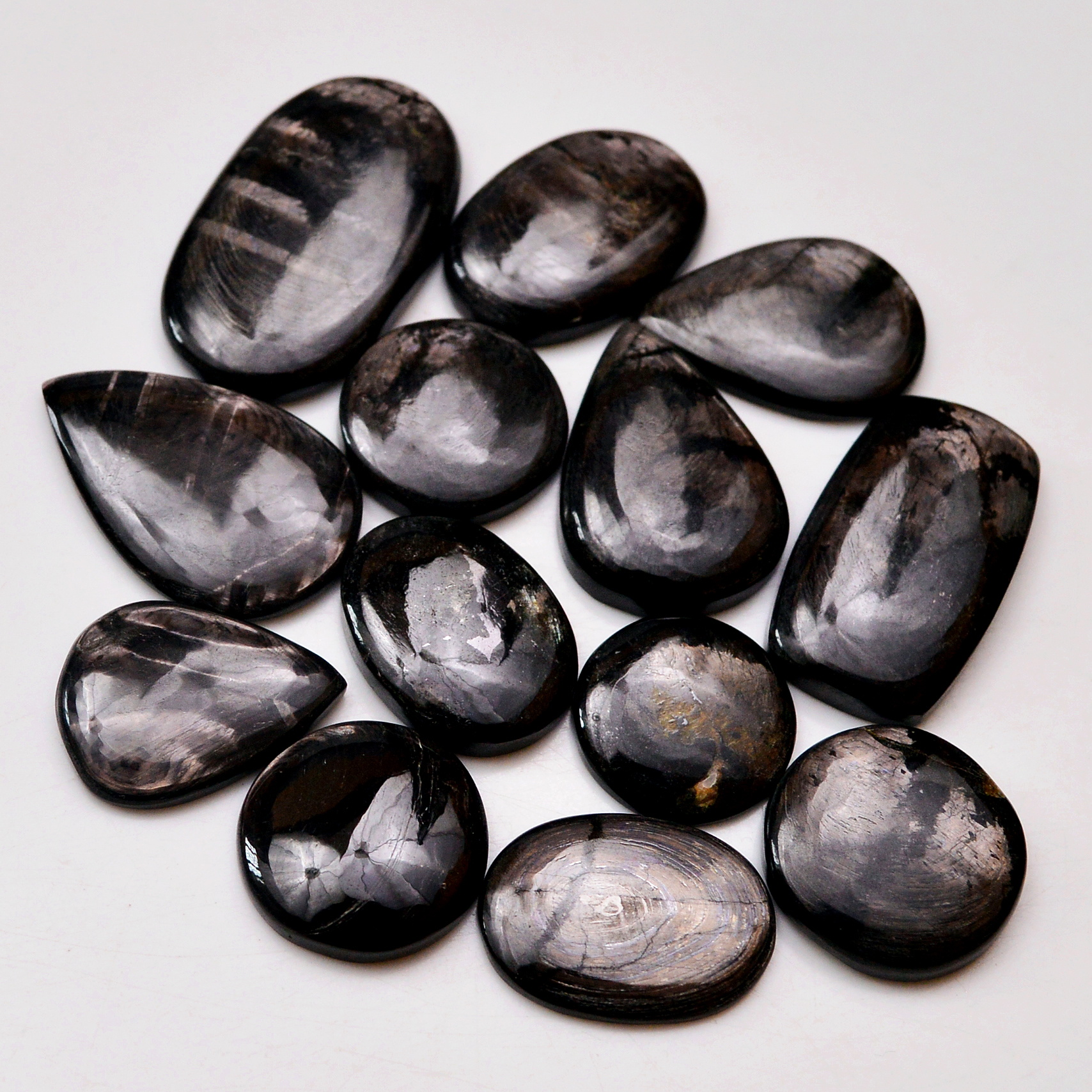 13 Pcs 260 Cts Natural Hypersthene Gemstone Cabochon Lot 34x19 17x17mm 18957