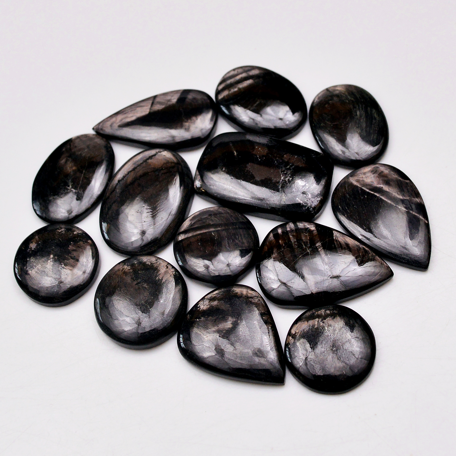 13 Pcs 230 Cts Natural Hypersthene Gemstone Cabochon Lot 28x17 17x17mm 18959