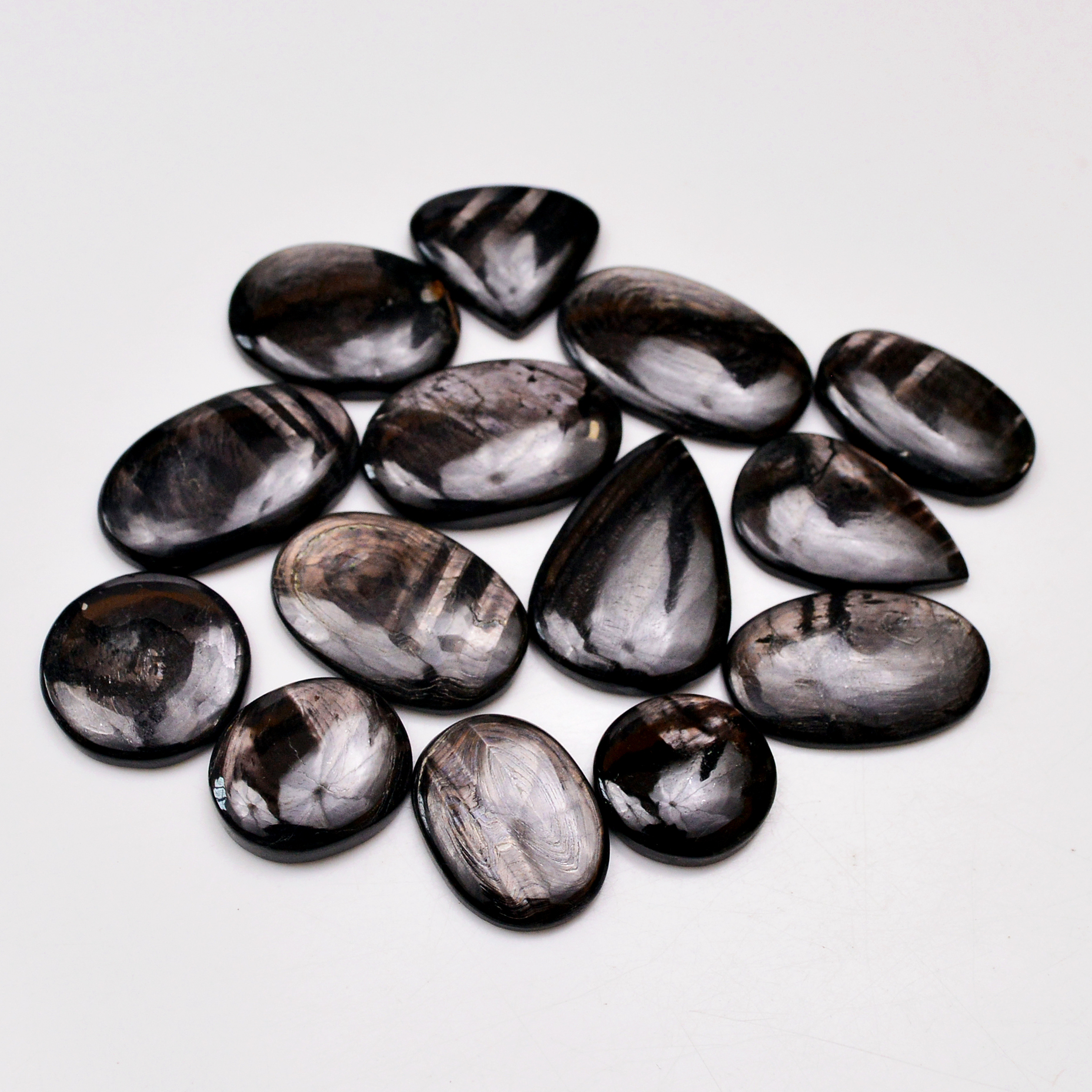 14 Pcs 276 Cts Natural Hypersthene Gemstone Cabochon Lot 29x19 17x17mm 18963