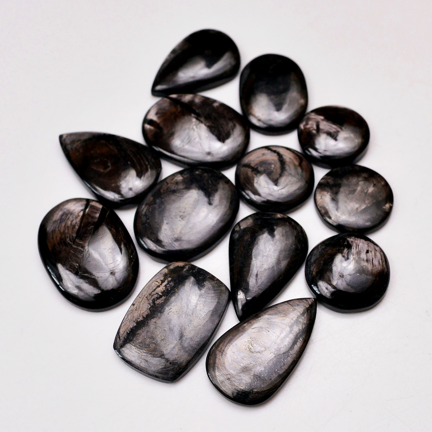 13 Pcs 258 Cts Natural Hypersthene Gemstone Cabochon Lot 29x20 16x16mm 18964