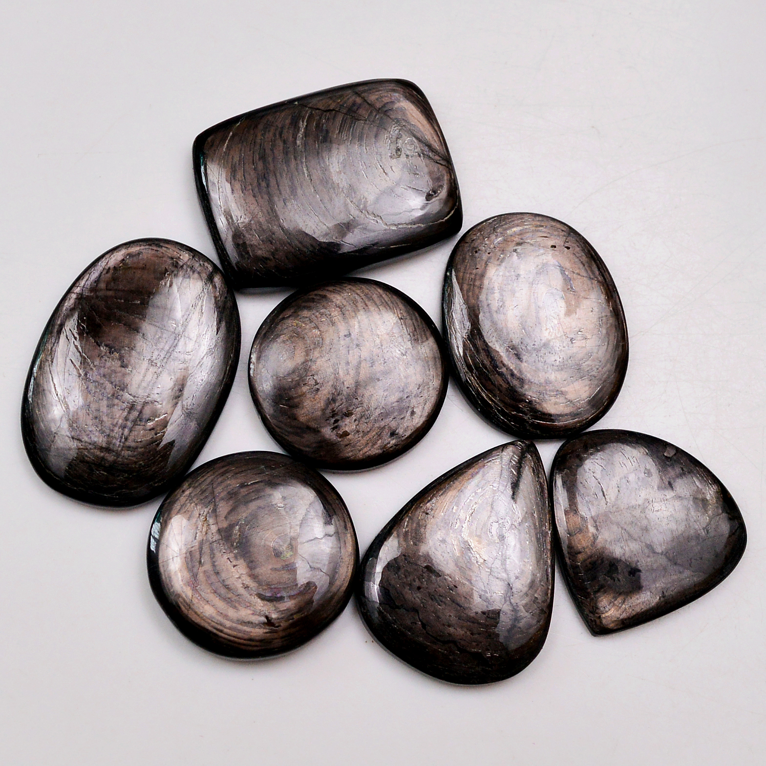 7 Pcs 188 Cts Natural Hypersthene Gemstone Cabochon Lot 30x21 21x21mm 18985