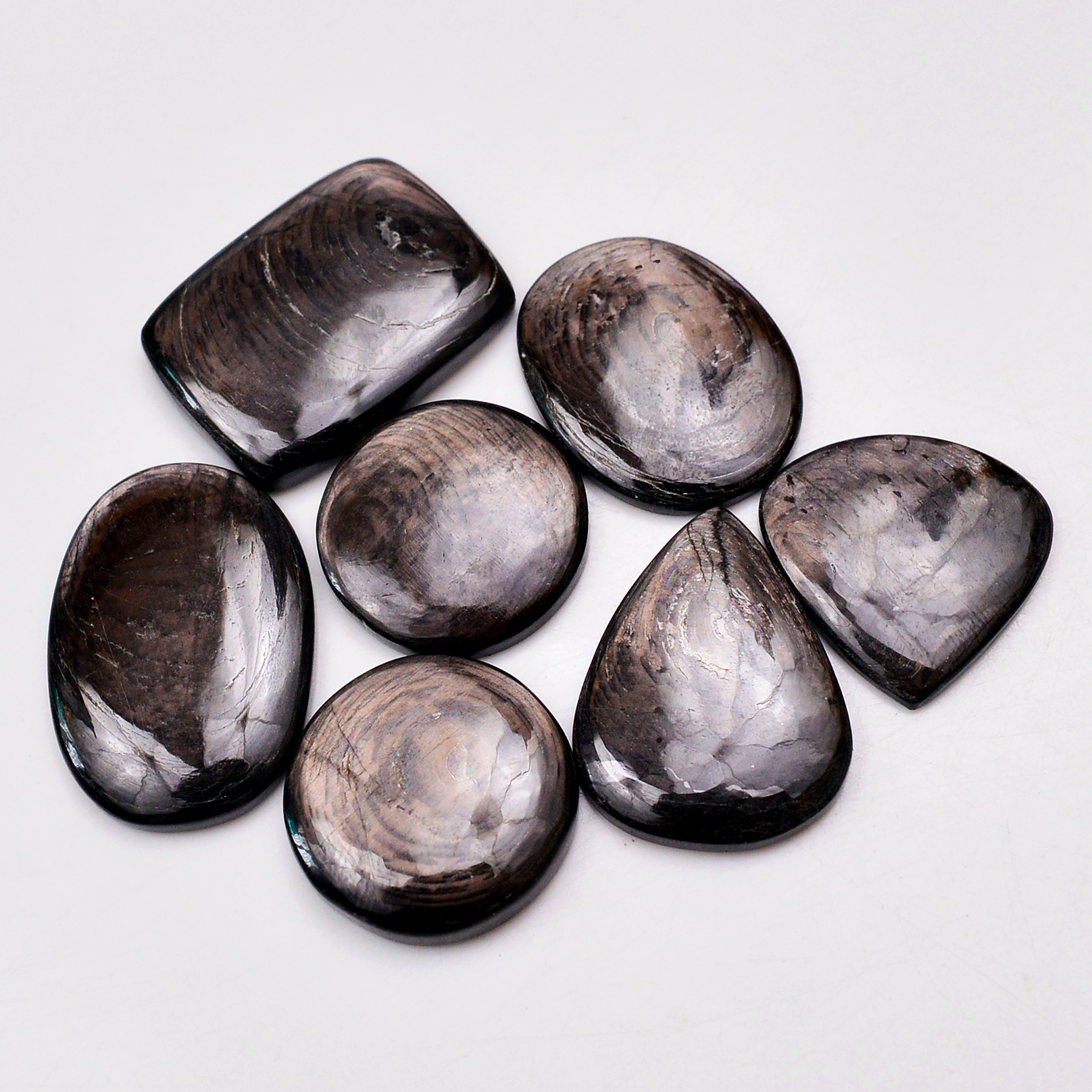 7 Pcs 188 Cts Natural Hypersthene Gemstone Cabochon Lot 30x21 21x21mm 18985