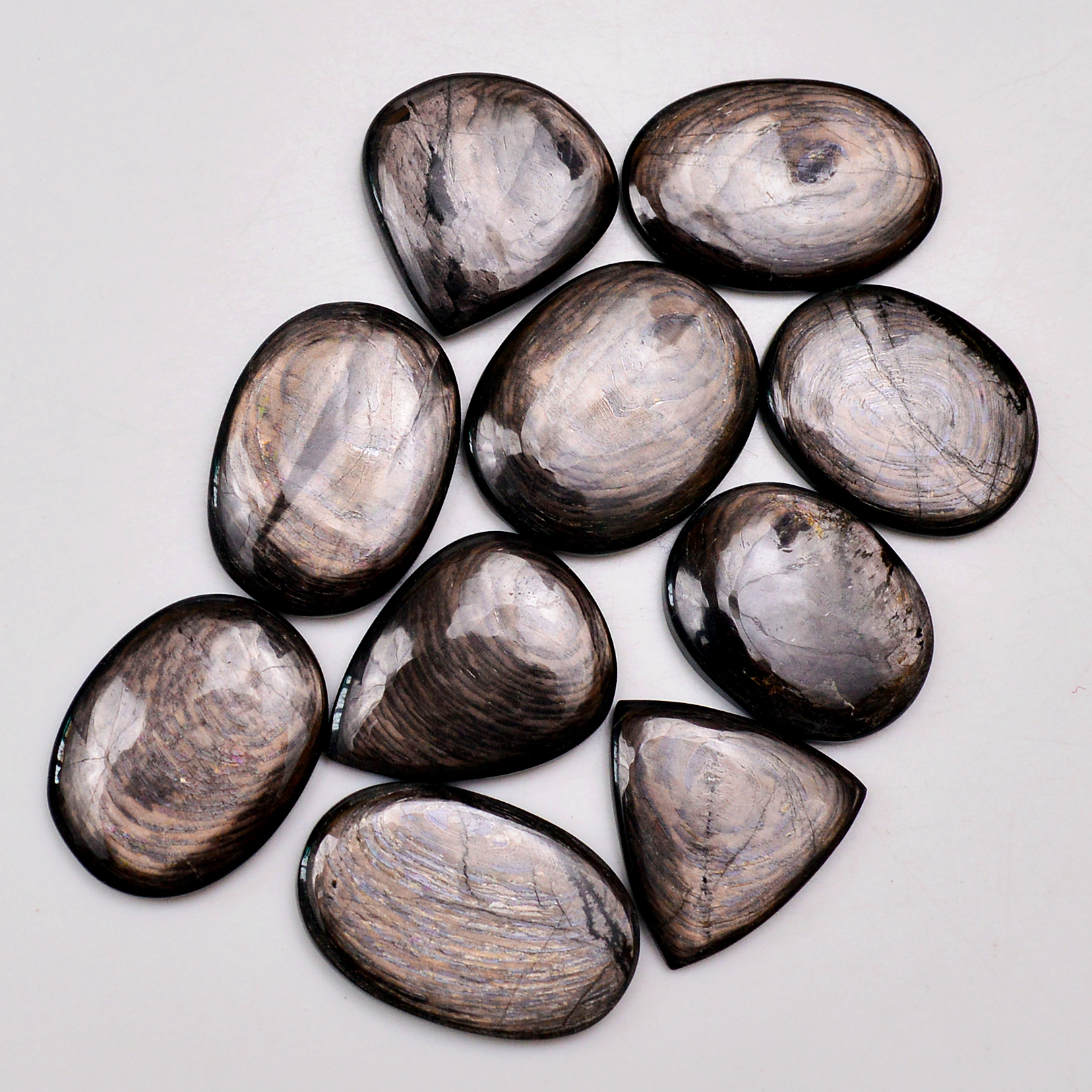 10 Pcs 266 Cts Natural Hypersthene Gemstone Cabochon Lot 30x21 22x22mm 18989