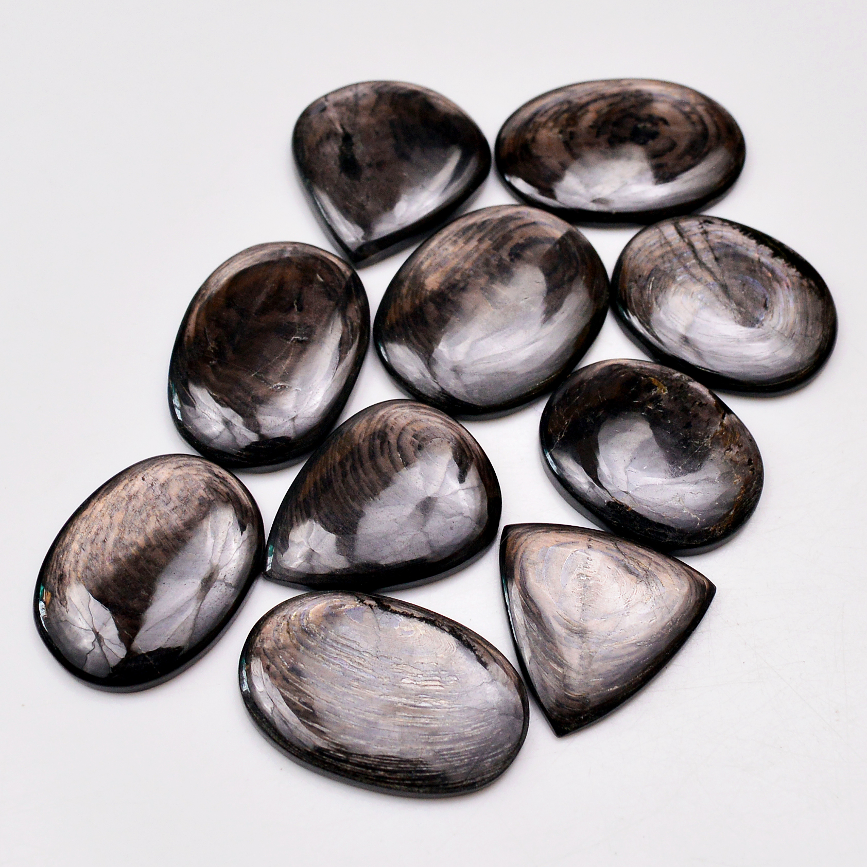 10 Pcs 266 Cts Natural Hypersthene Gemstone Cabochon Lot 30x21 22x22mm 18989