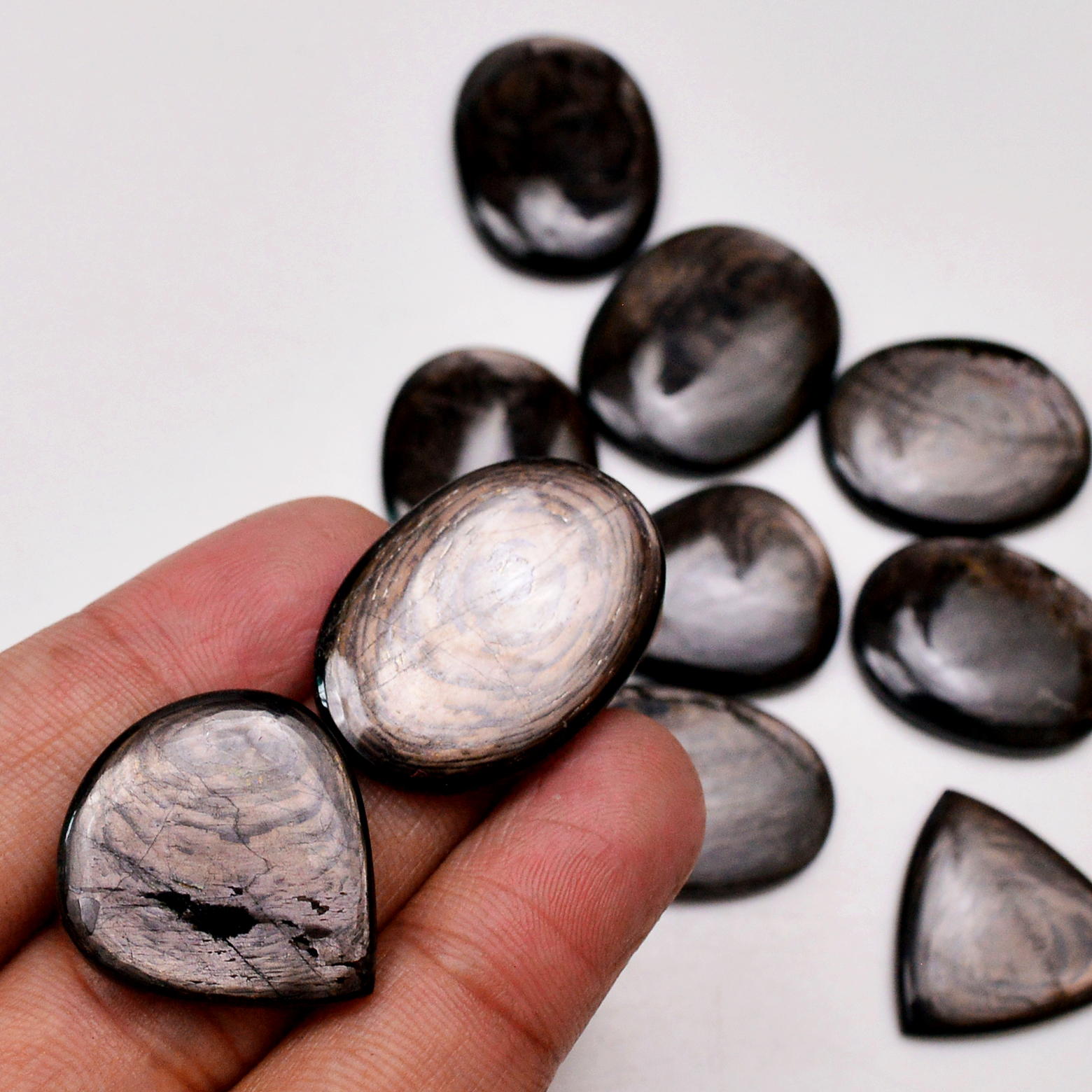10 Pcs 266 Cts Natural Hypersthene Gemstone Cabochon Lot 30x21 22x22mm 18989