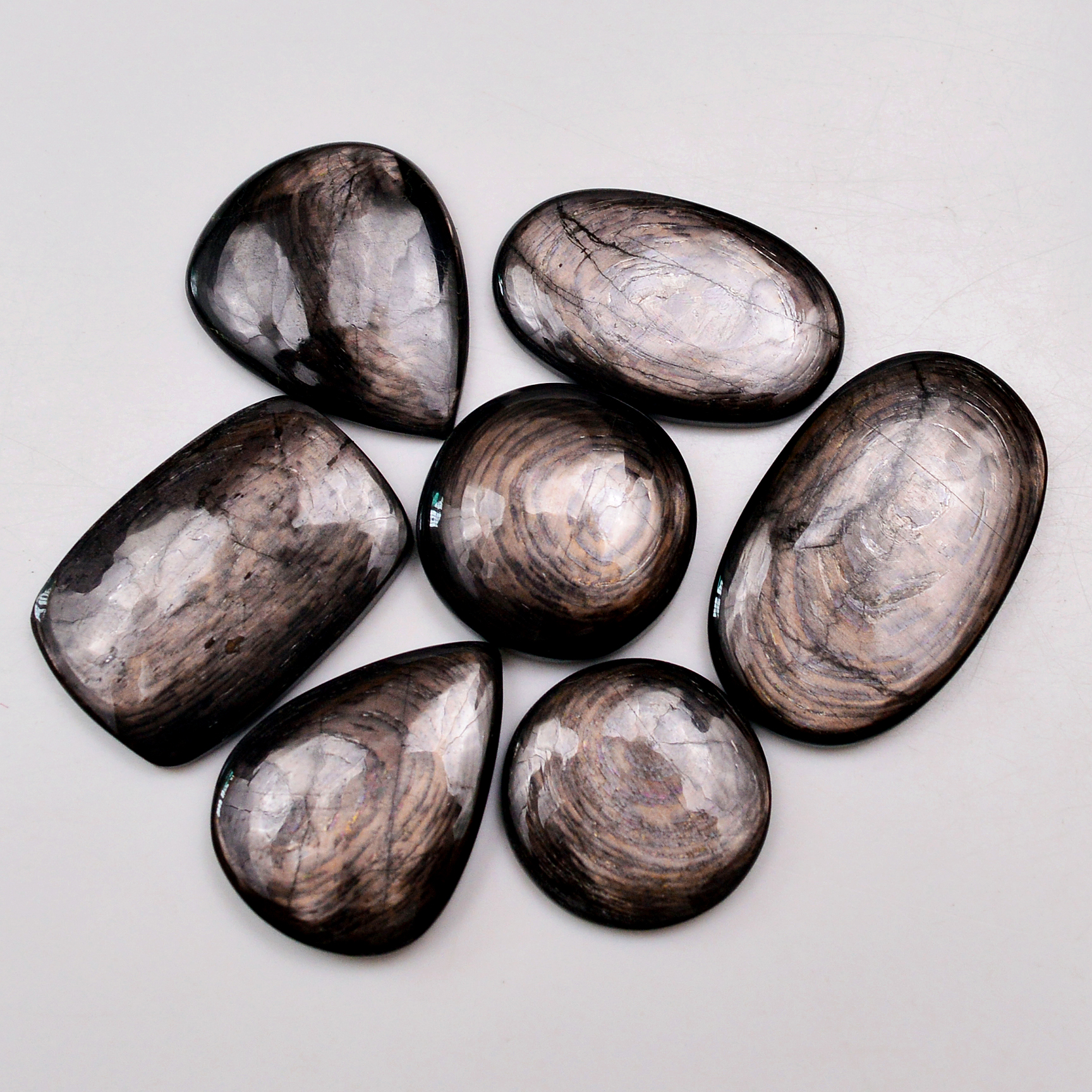 7 Pcs 202 Cts Natural Hypersthene Gemstone Cabochon Lot 34x21 21x21mm 18991