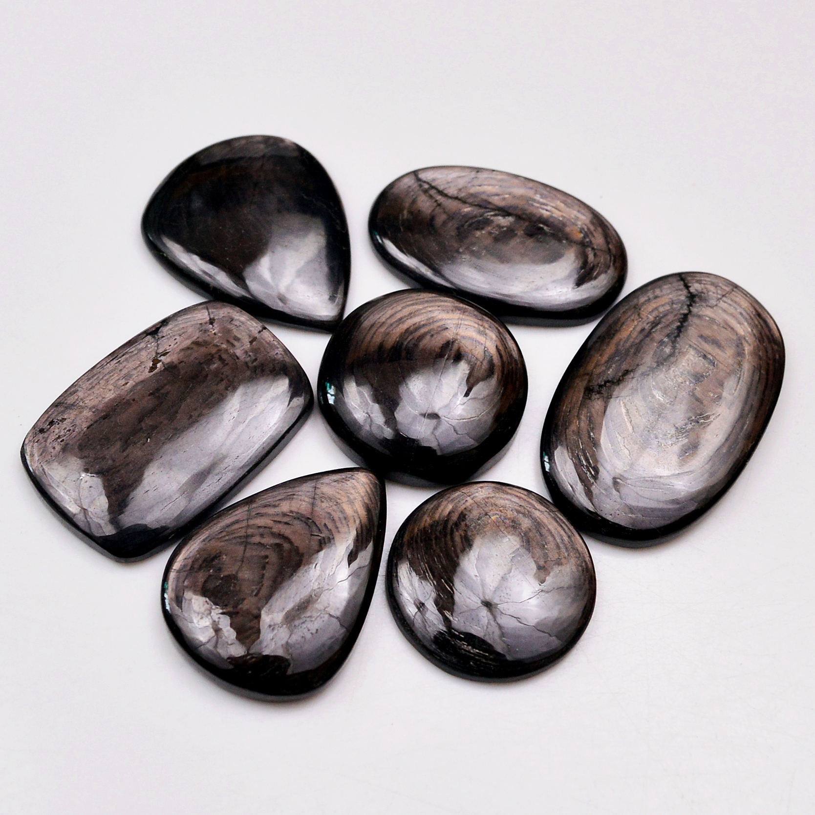 7 Pcs 202 Cts Natural Hypersthene Gemstone Cabochon Lot 34x21 21x21mm 18991