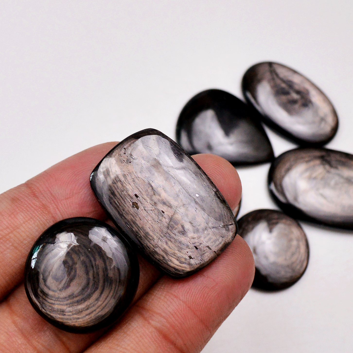 7 Pcs 202 Cts Natural Hypersthene Gemstone Cabochon Lot 34x21 21x21mm 18991