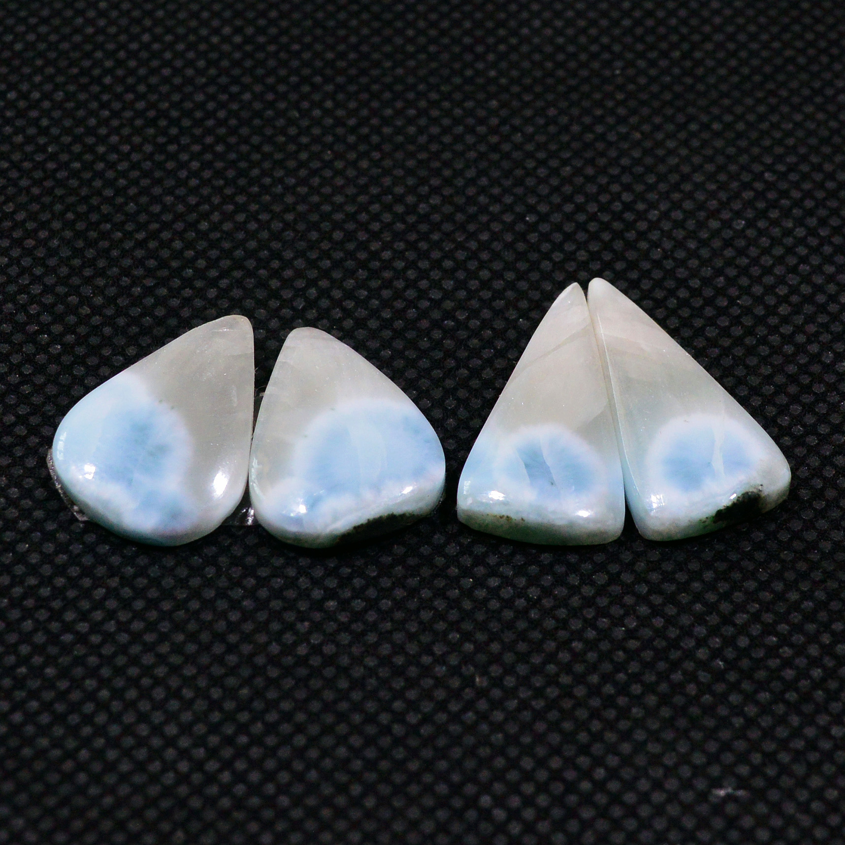 2 Pairs 27Cts Natural Blue Larimar Designer Cabochon Gemstone Earring Pair 20x9 12x12mm 19108