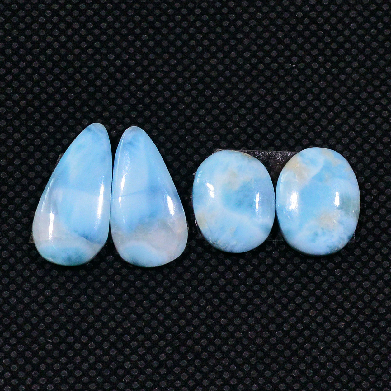 2 Pairs 23Cts Natural Blue Larimar Designer Cabochon Gemstone Earring Pair 17x8  12x9mm 19109