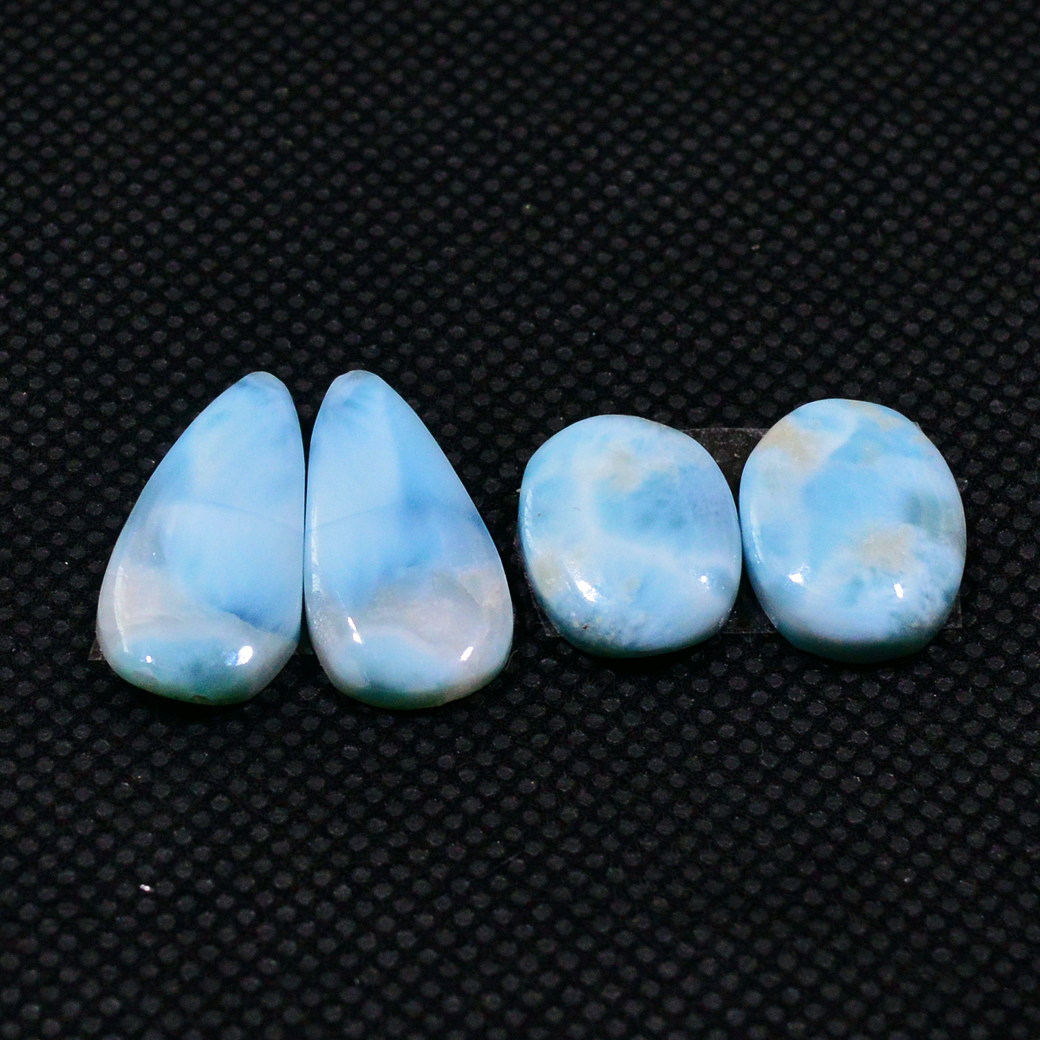 2 Pairs 23Cts Natural Blue Larimar Designer Cabochon Gemstone Earring Pair 17x8  12x9mm 19109