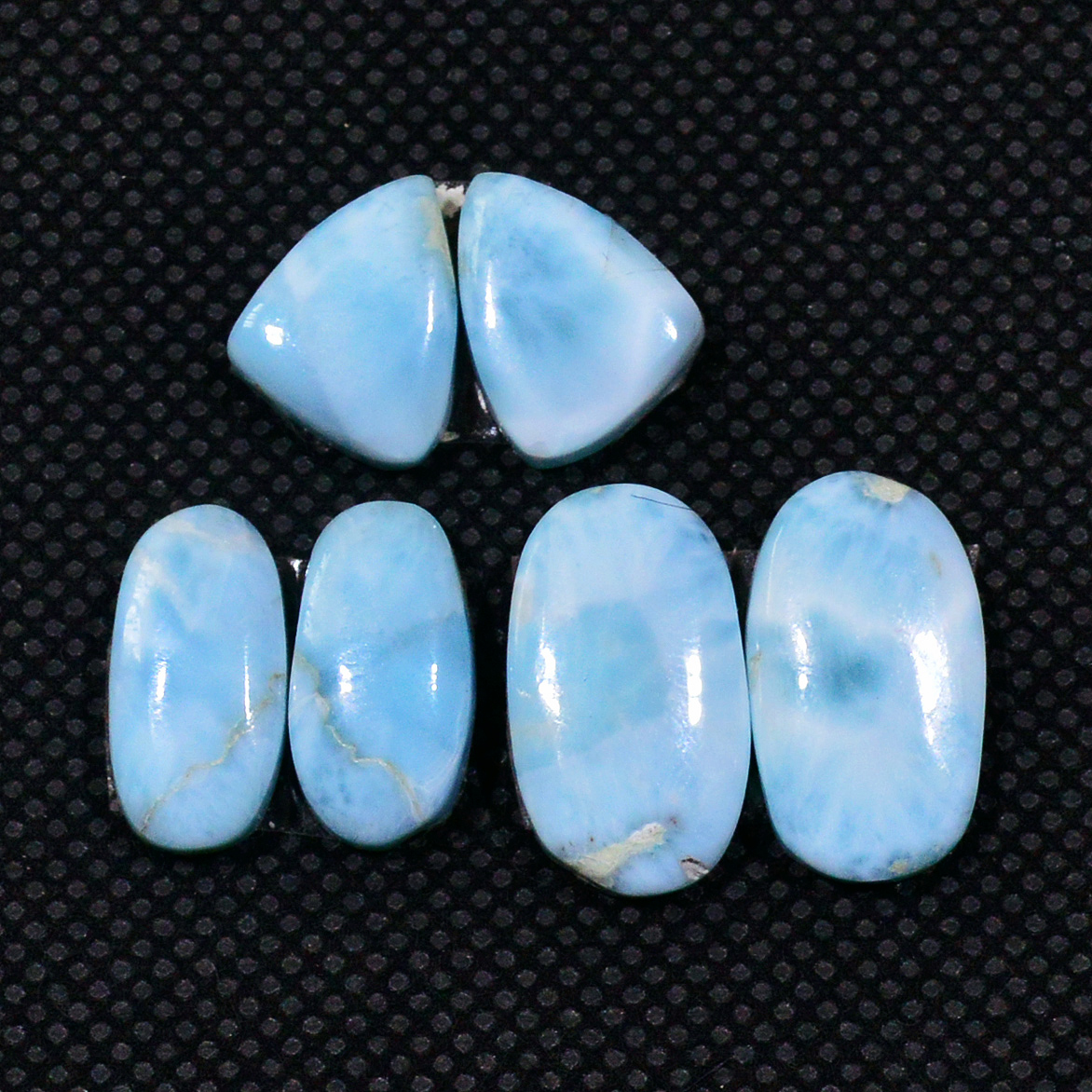 3 Pairs 365Cts Natural Blue Larimar Designer Cabochon Gemstone Earring Pair 15x9 9x9mm 19110