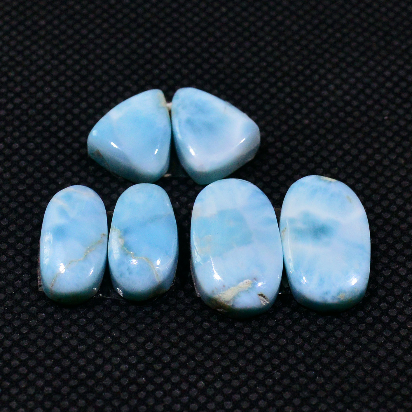 3 Pairs 365Cts Natural Blue Larimar Designer Cabochon Gemstone Earring Pair 15x9 9x9mm 19110
