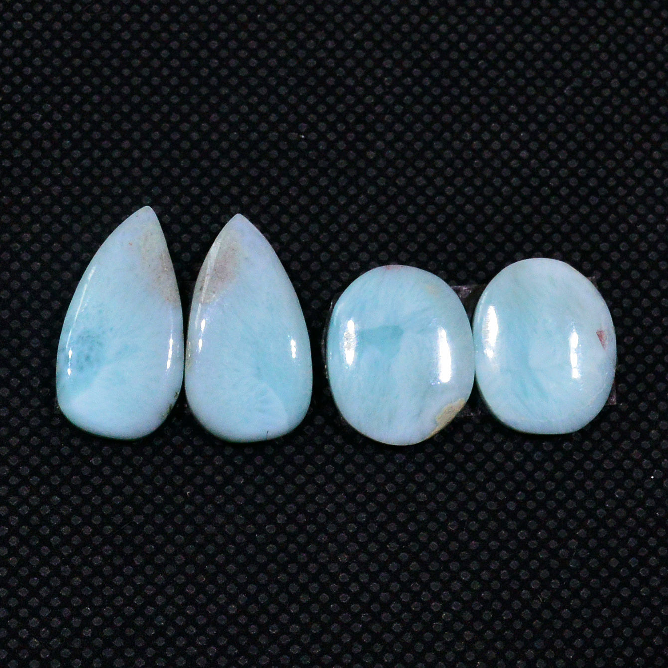 2 Pairs 35Cts Natural Blue Larimar Designer Cabochon Gemstone Earring Pair 20x10 14x11mm 19115