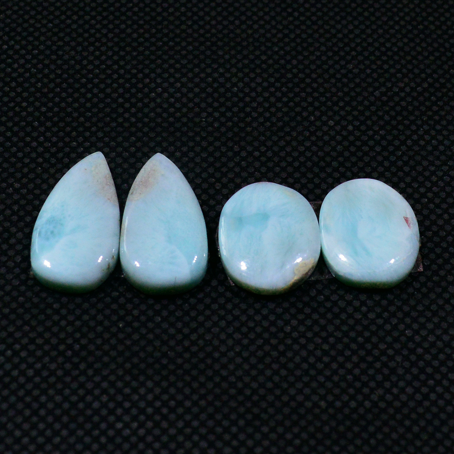 2 Pairs 35Cts Natural Blue Larimar Designer Cabochon Gemstone Earring Pair 20x10 14x11mm 19115
