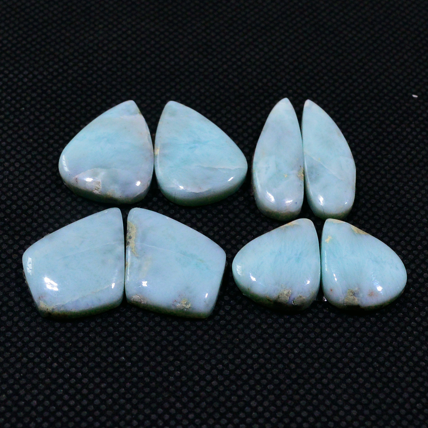 4 Pairs 85Cts Handmade Natural Larimar Gemstone Cabochon Pairs For Dangle Earrings 24X7 15X11mm 19142